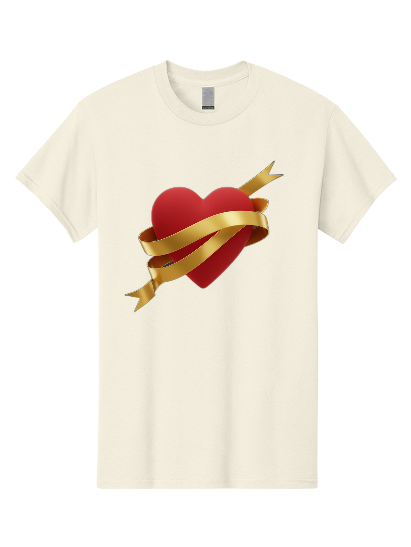 Heart-With-Ribbon-And-Arrow Men'S Graphic Tee, 100% Cotton, Comfortable Casual Summer Wear, Machine Washable, Red Heart, Gold Ribbon, Arrow Through Heart, Love Symbol, Valentines Day, Symbol Of Love, Heart With Ribbon Bae200 1