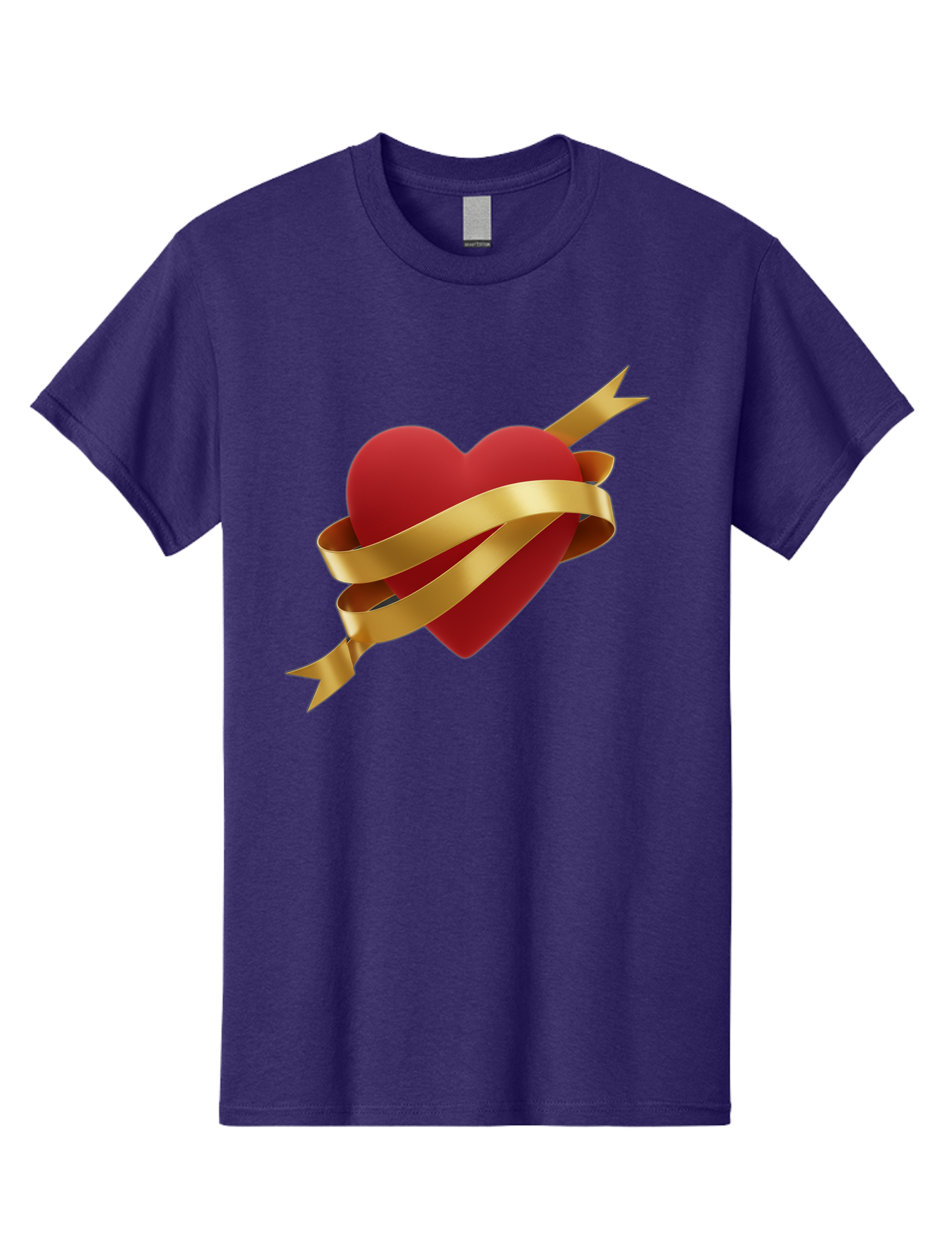 Heart-With-Ribbon-And-Arrow Men'S Graphic Tee, 100% Cotton, Comfortable Casual Summer Wear, Machine Washable, Red Heart, Gold Ribbon, Arrow Through Heart, Love Symbol, Valentines Day, Symbol Of Love, Heart With Ribbon Bae200 13