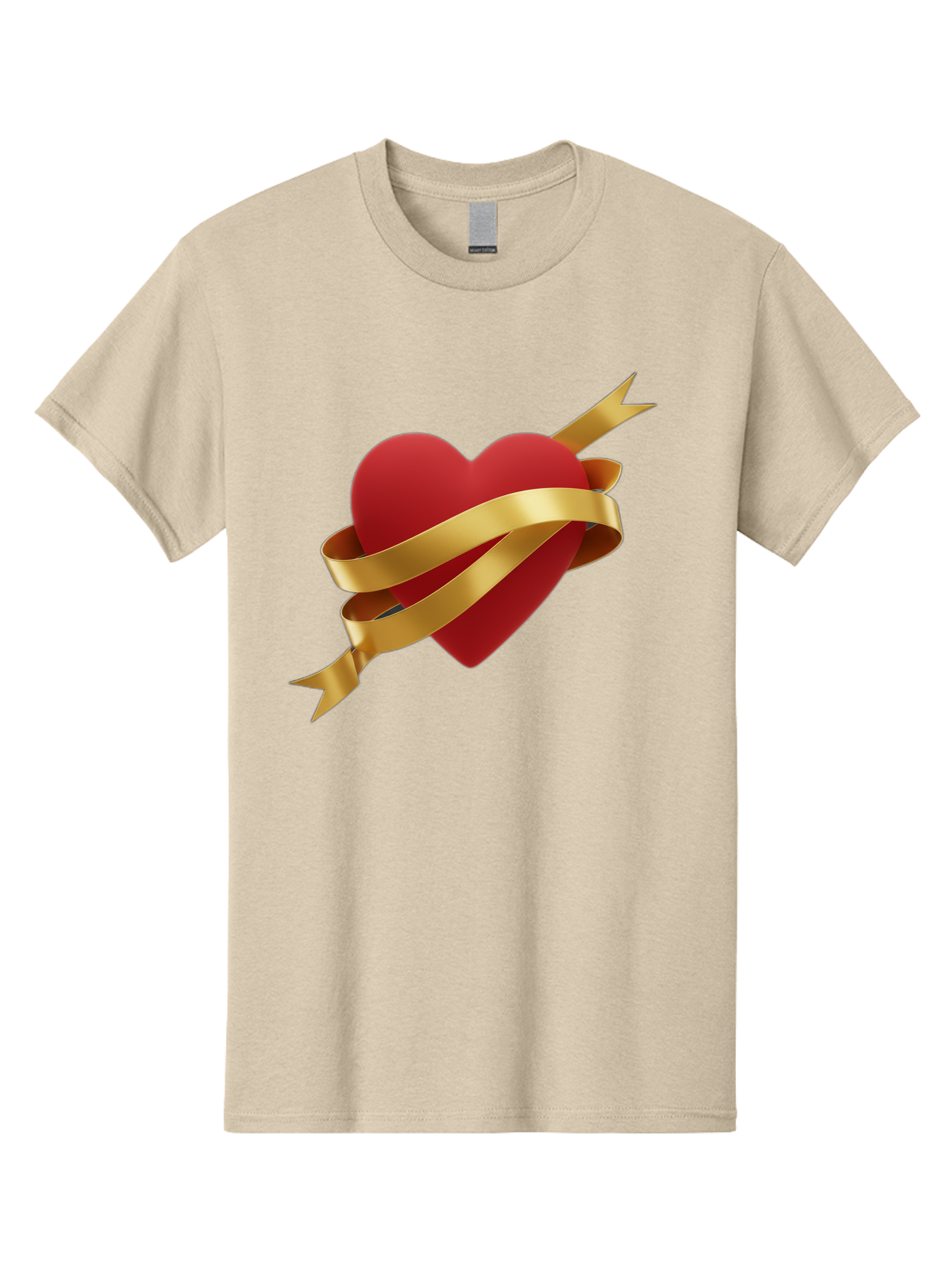 Heart-With-Ribbon-And-Arrow Men'S Graphic Tee, 100% Cotton, Comfortable Casual Summer Wear, Machine Washable, Red Heart, Gold Ribbon, Arrow Through Heart, Love Symbol, Valentines Day, Symbol Of Love, Heart With Ribbon Bae200 11