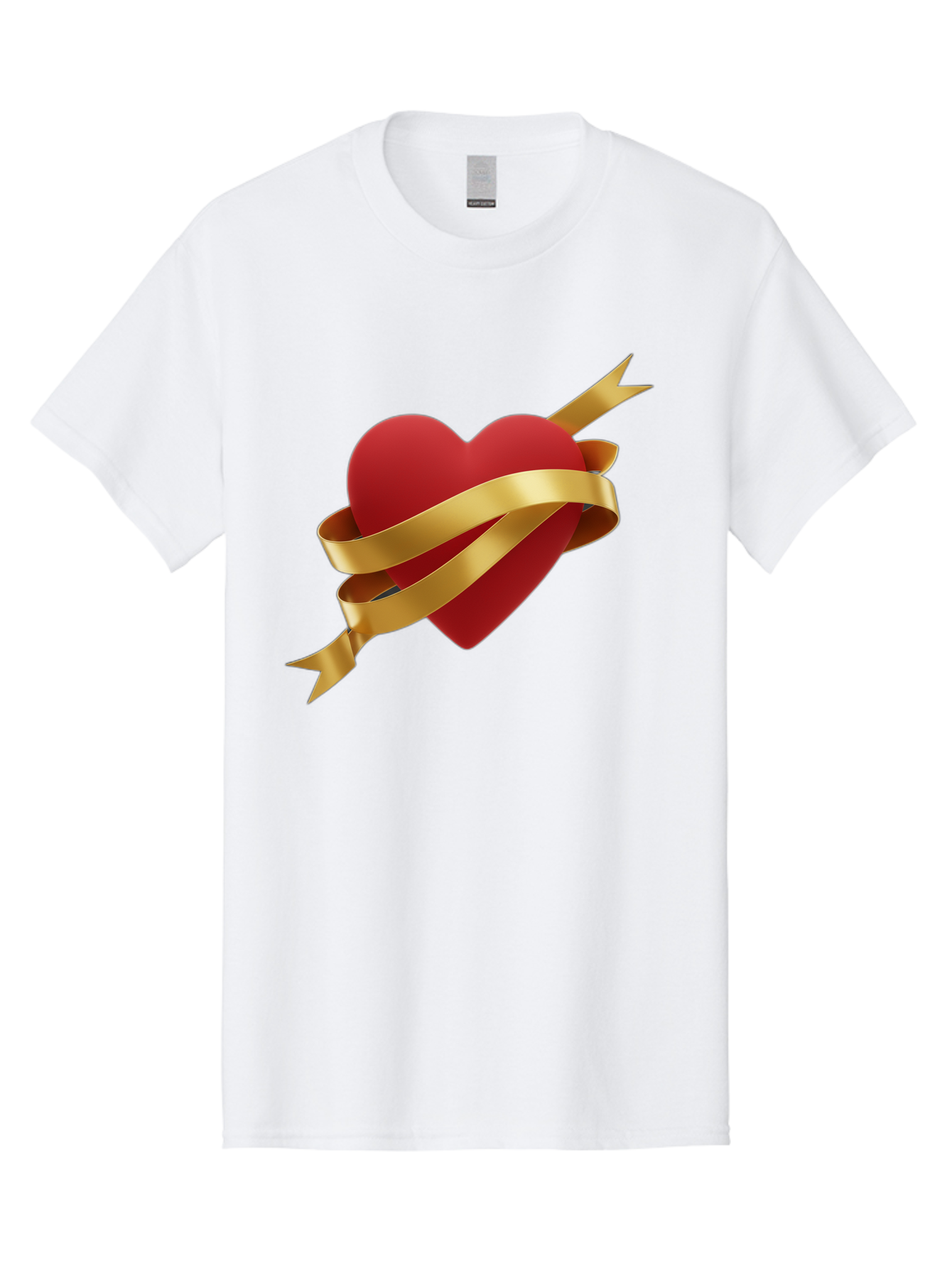 Heart-With-Ribbon-And-Arrow Men'S Graphic Tee, 100% Cotton, Comfortable Casual Summer Wear, Machine Washable, Red Heart, Gold Ribbon, Arrow Through Heart, Love Symbol, Valentines Day, Symbol Of Love, Heart With Ribbon Bae200 15