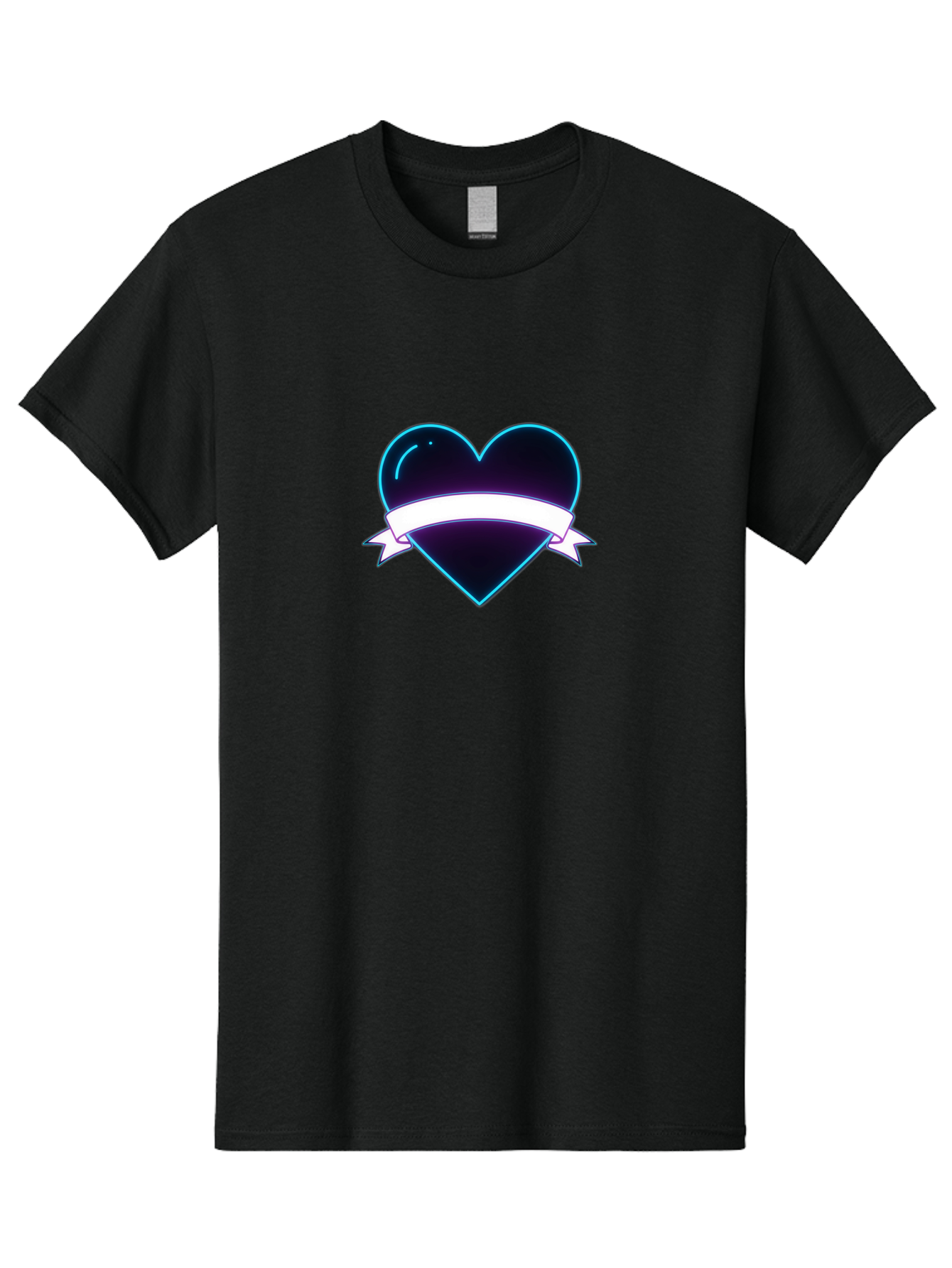 Heart-With-Ribbon Men'S Graphic Tee, 100% Cotton, Comfortable Casual Summer Wear, Machine Washable, Black Heart, White Ribbon, Love Symbol, Heart Icon, Graphic Design Element, Purple Sheen, Shiny Heart, Valentine Symbol Bae201 15