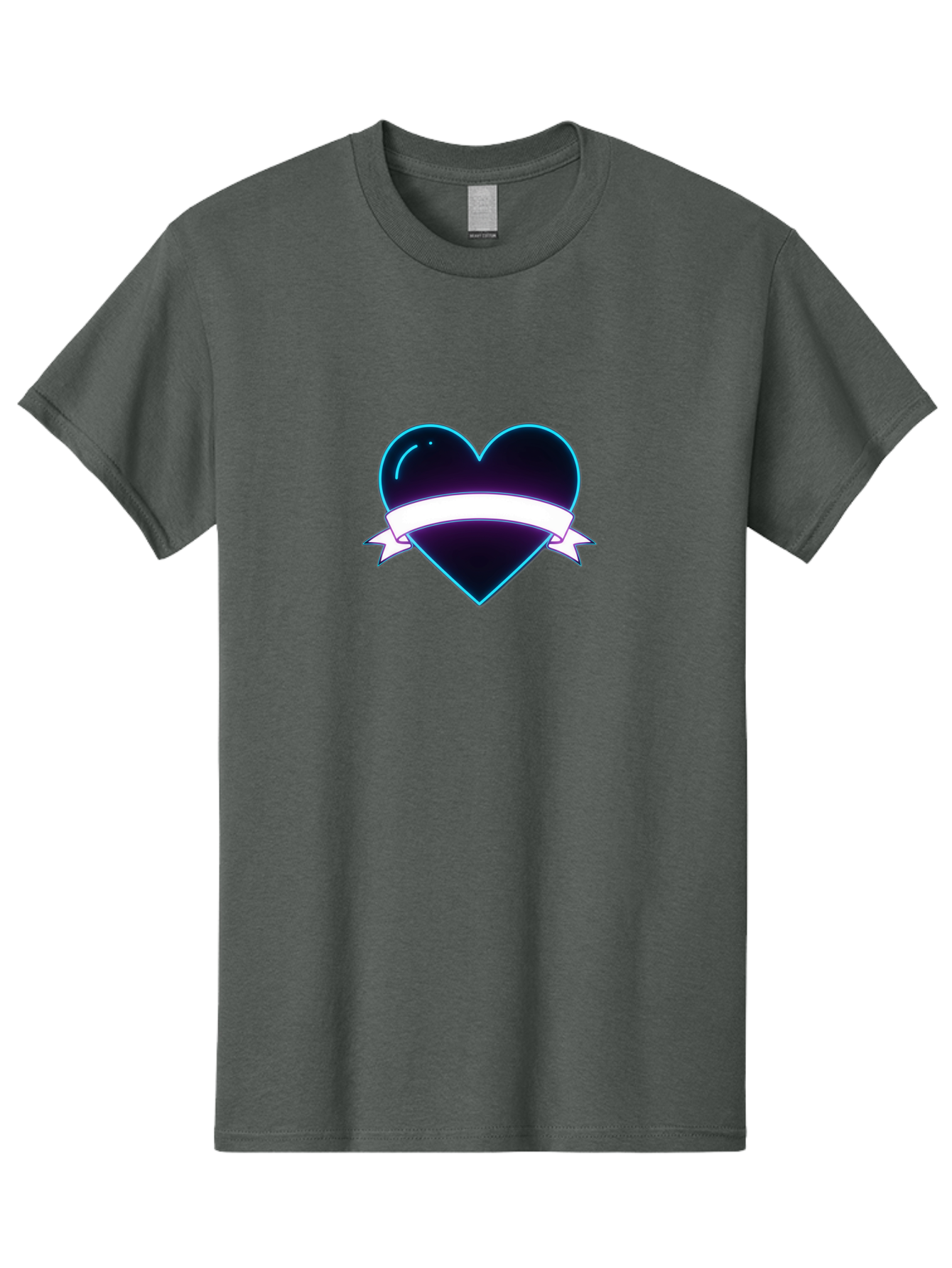 Heart-With-Ribbon Men'S Graphic Tee, 100% Cotton, Comfortable Casual Summer Wear, Machine Washable, Black Heart, White Ribbon, Love Symbol, Heart Icon, Graphic Design Element, Purple Sheen, Shiny Heart, Valentine Symbol Bae201 9