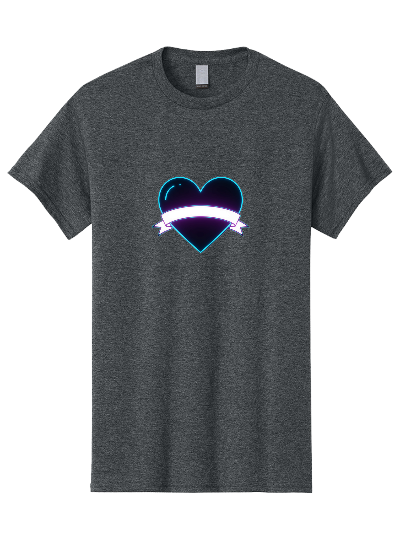 Heart-With-Ribbon Men'S Graphic Tee, 100% Cotton, Comfortable Casual Summer Wear, Machine Washable, Black Heart, White Ribbon, Love Symbol, Heart Icon, Graphic Design Element, Purple Sheen, Shiny Heart, Valentine Symbol Bae201 10
