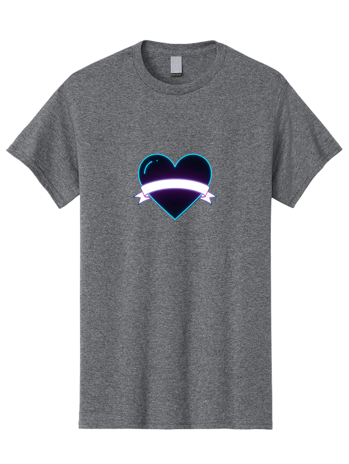 Heart-With-Ribbon Men'S Graphic Tee, 100% Cotton, Comfortable Casual Summer Wear, Machine Washable, Black Heart, White Ribbon, Love Symbol, Heart Icon, Graphic Design Element, Purple Sheen, Shiny Heart, Valentine Symbol Bae201 5