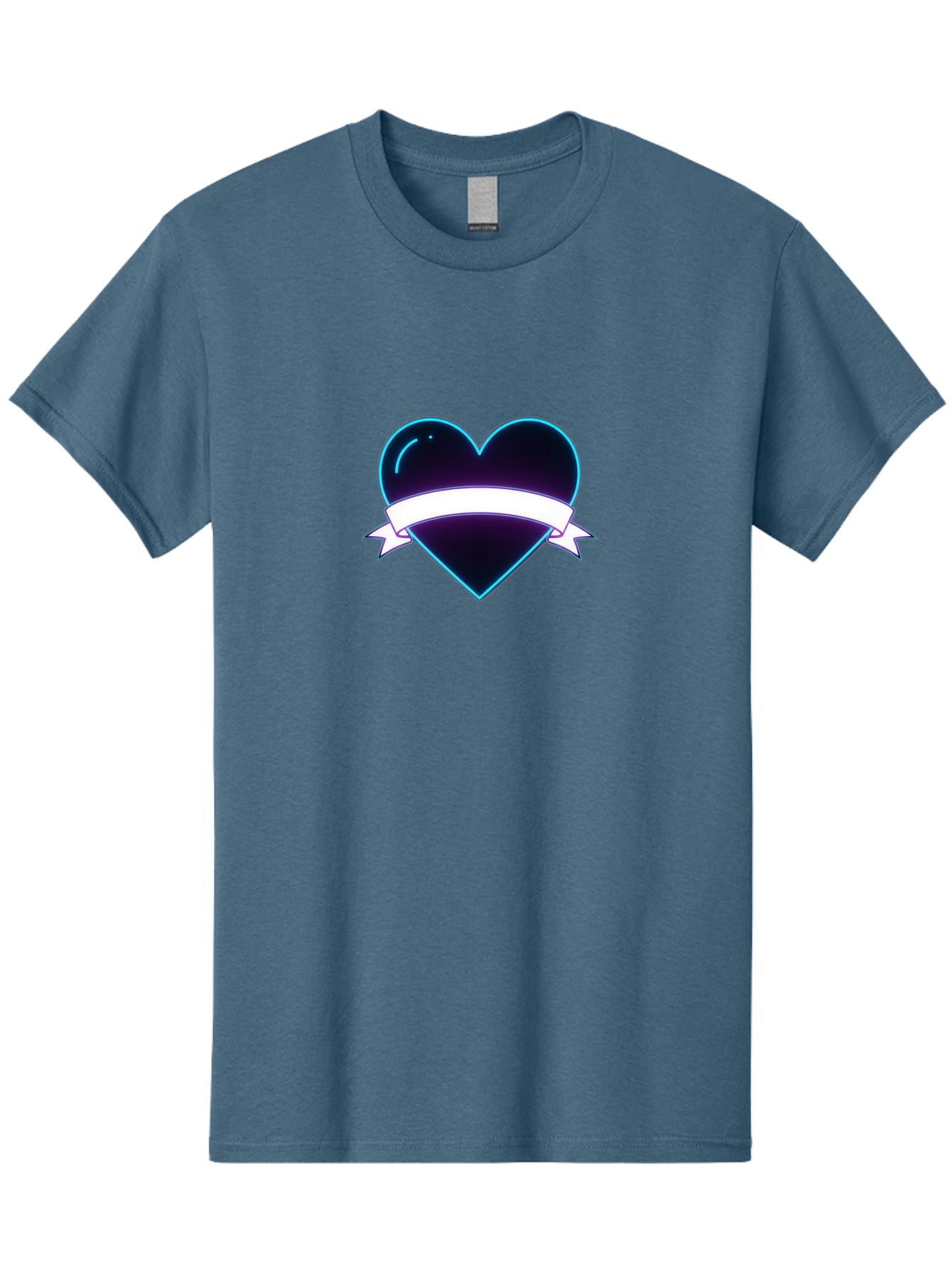 Heart-With-Ribbon Men'S Graphic Tee, 100% Cotton, Comfortable Casual Summer Wear, Machine Washable, Black Heart, White Ribbon, Love Symbol, Heart Icon, Graphic Design Element, Purple Sheen, Shiny Heart, Valentine Symbol Bae201 13