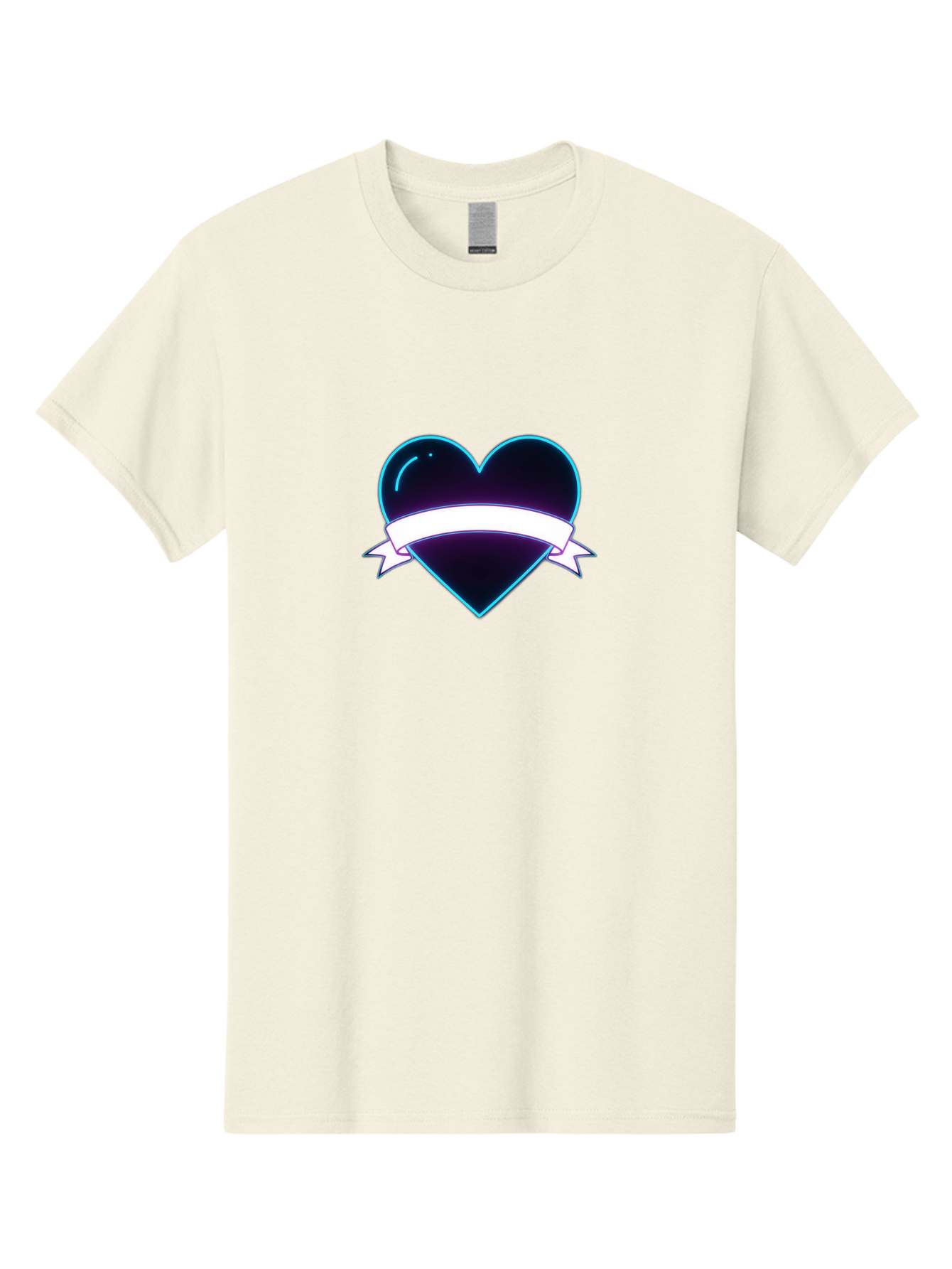 Heart-With-Ribbon Men'S Graphic Tee, 100% Cotton, Comfortable Casual Summer Wear, Machine Washable, Black Heart, White Ribbon, Love Symbol, Heart Icon, Graphic Design Element, Purple Sheen, Shiny Heart, Valentine Symbol Bae201 8