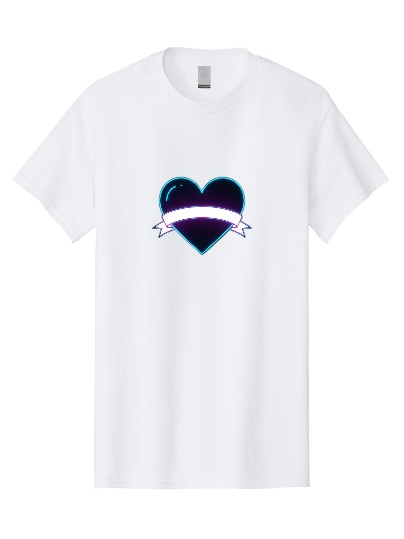 Heart-With-Ribbon Men'S Graphic Tee, 100% Cotton, Comfortable Casual Summer Wear, Machine Washable, Black Heart, White Ribbon, Love Symbol, Heart Icon, Graphic Design Element, Purple Sheen, Shiny Heart, Valentine Symbol Bae201 12