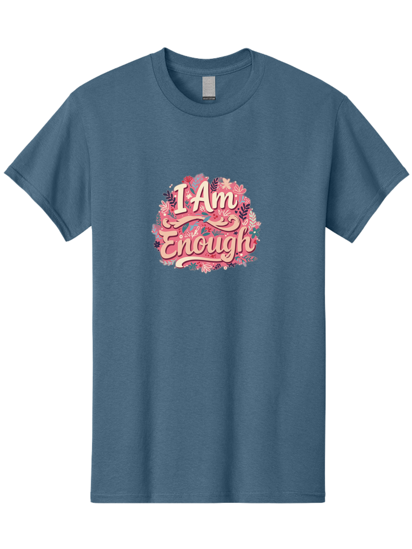 I-Am-Enough-1 Men'S Graphic Tee, 100% Cotton, Comfortable Casual Summer Wear, Machine Washable, Motivational Quote, Affirmation, Floral Design, Feminine Typography, Empowerment, Self-Love, Pink Flowers, Inspirational Art, Positive Thinking, Bae205 6