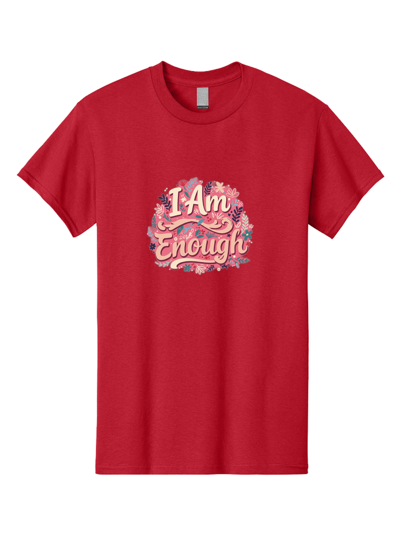 I-Am-Enough-1 Men'S Graphic Tee, 100% Cotton, Comfortable Casual Summer Wear, Machine Washable, Motivational Quote, Affirmation, Floral Design, Feminine Typography, Empowerment, Self-Love, Pink Flowers, Inspirational Art, Positive Thinking, Bae205 13