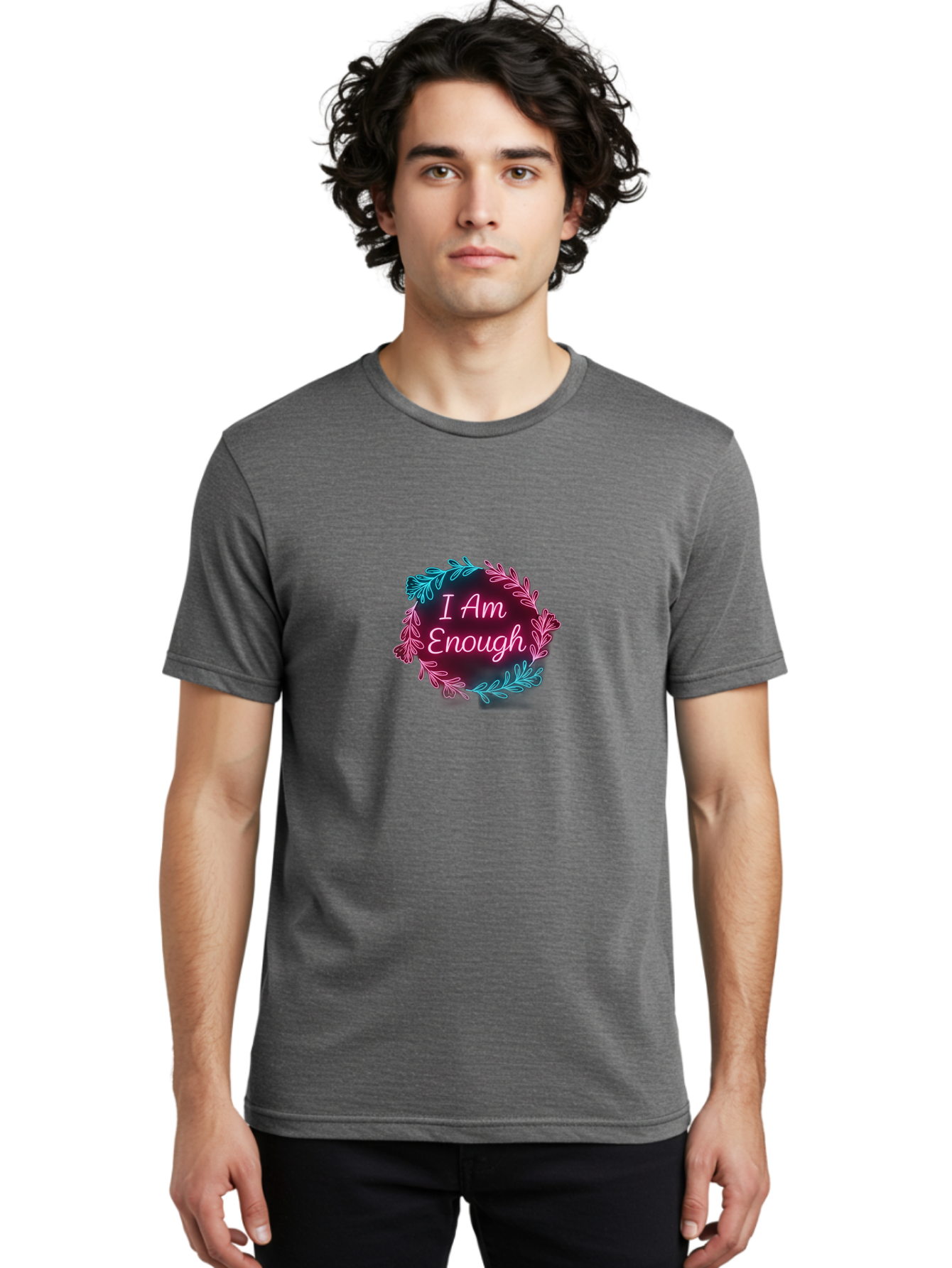 I-Am-Enough-2 Men'S Graphic Tee, 100% Cotton, Comfortable Casual Summer Wear, Machine Washable, Empowerment Message, Motivational Quote, Self Love, Personal Growth, Positive Affirmation, Inspirational Words, Mental Wellness, I Am Enough Bae206 25