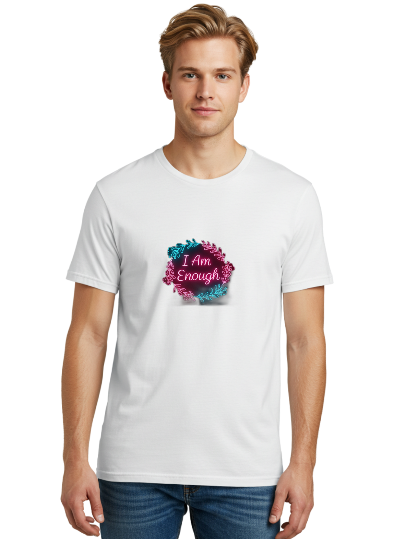 I-Am-Enough-2 Men'S Graphic Tee, 100% Cotton, Comfortable Casual Summer Wear, Machine Washable, Empowerment Message, Motivational Quote, Self Love, Personal Growth, Positive Affirmation, Inspirational Words, Mental Wellness, I Am Enough Bae206 26