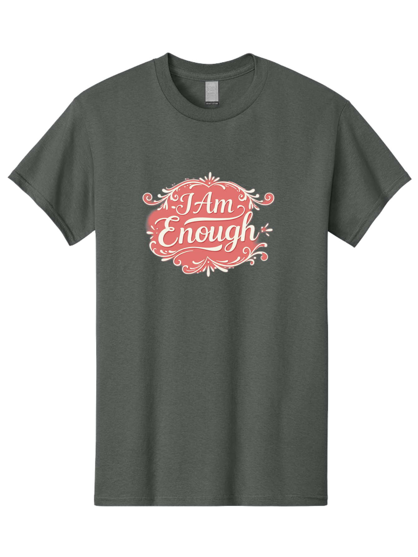 I-Am-Enough-3 Men'S Graphic Tee, 100% Cotton, Comfortable Casual Summer Wear, Machine Washable, Positive Affirmation, Self Love, Empowerment, Motivational Quote, Inspirational Message, Pink And White Design, Floral Elements, Bae207 9