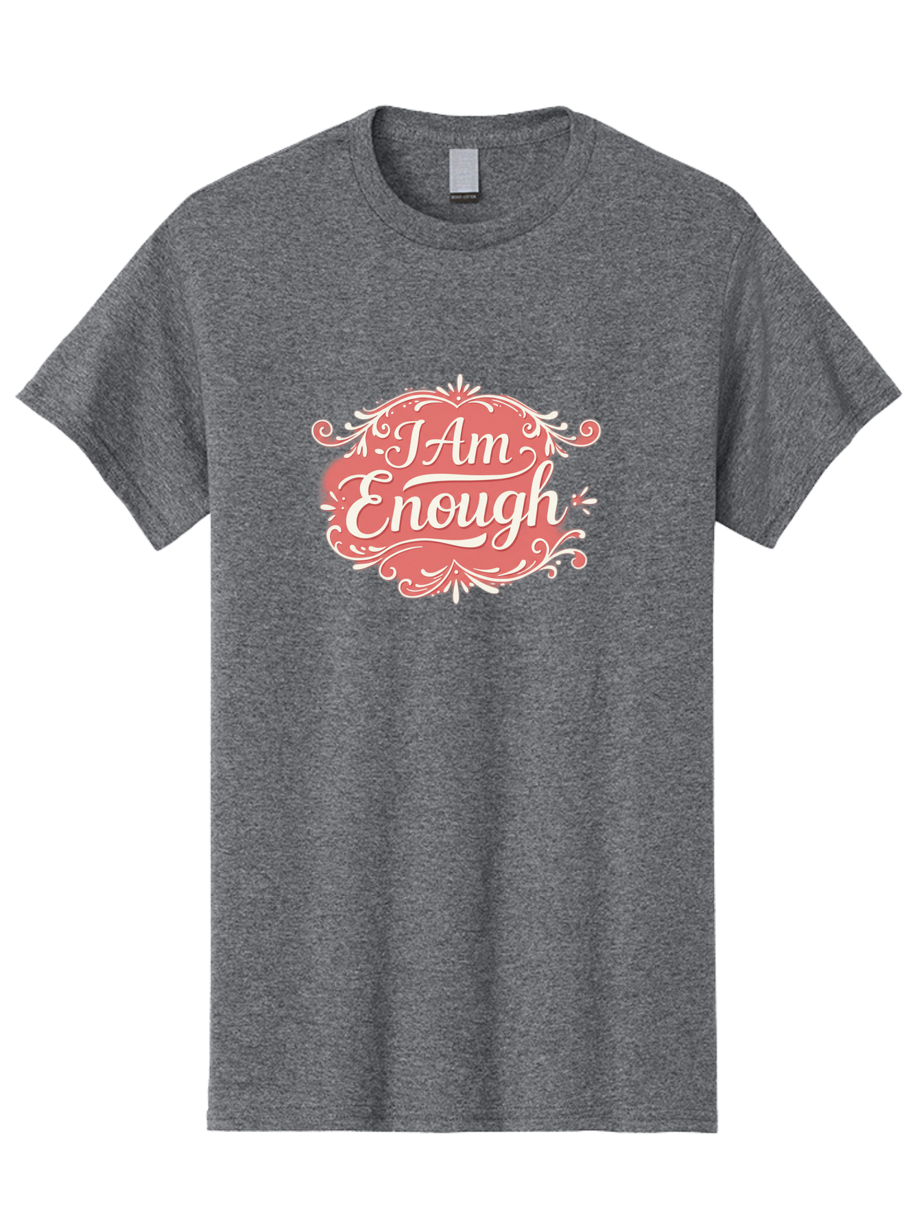 I-Am-Enough-3 Men'S Graphic Tee, 100% Cotton, Comfortable Casual Summer Wear, Machine Washable, Positive Affirmation, Self Love, Empowerment, Motivational Quote, Inspirational Message, Pink And White Design, Floral Elements, Bae207 10