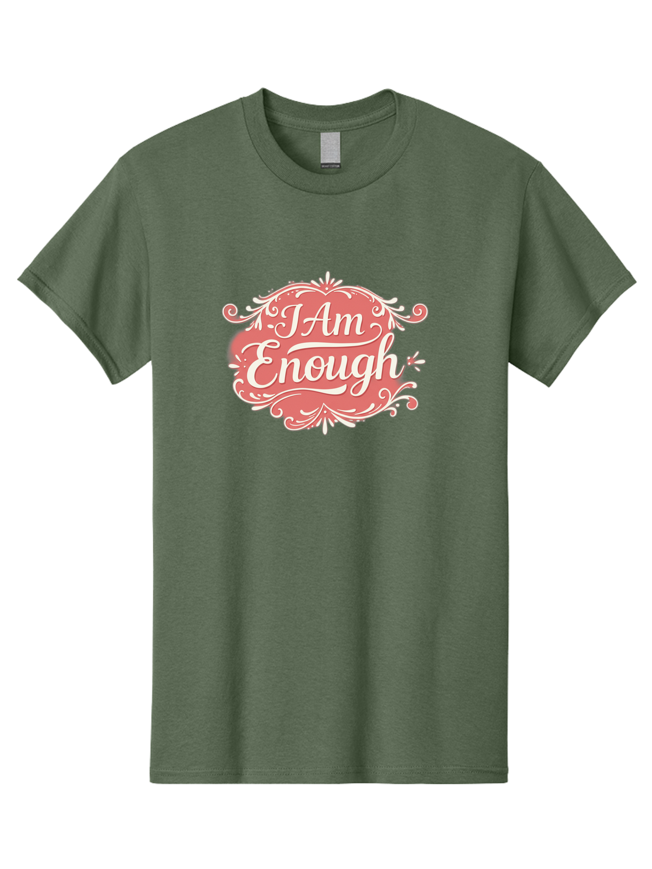 I-Am-Enough-3 Men'S Graphic Tee, 100% Cotton, Comfortable Casual Summer Wear, Machine Washable, Positive Affirmation, Self Love, Empowerment, Motivational Quote, Inspirational Message, Pink And White Design, Floral Elements, Bae207 1