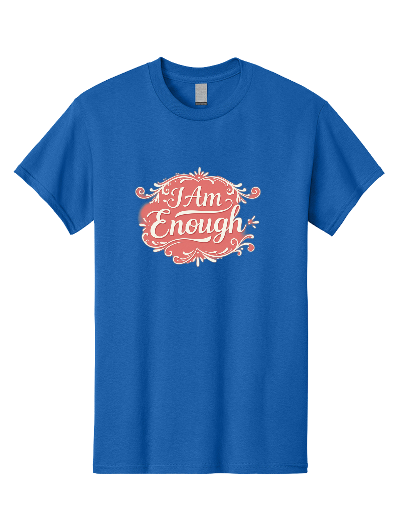 I-Am-Enough-3 Men'S Graphic Tee, 100% Cotton, Comfortable Casual Summer Wear, Machine Washable, Positive Affirmation, Self Love, Empowerment, Motivational Quote, Inspirational Message, Pink And White Design, Floral Elements, Bae207 14