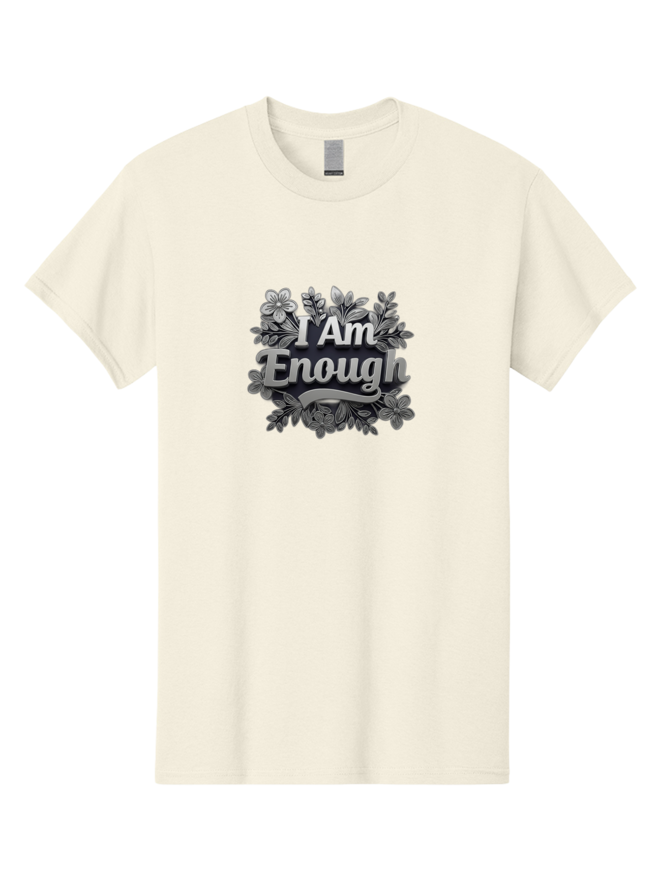 I-Am-Enough-4 Men'S Graphic Tee, 100% Cotton, Comfortable Casual Summer Wear, Machine Washable, Empowerment Quote, Floral Wreath, Inspirational Message, Self-Love Affirmation, Motivational Phrase, Confidence Booster, Positive Words Bae208 2