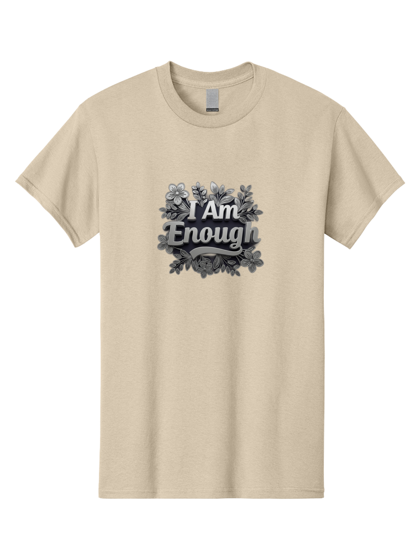 I-Am-Enough-4 Men'S Graphic Tee, 100% Cotton, Comfortable Casual Summer Wear, Machine Washable, Empowerment Quote, Floral Wreath, Inspirational Message, Self-Love Affirmation, Motivational Phrase, Confidence Booster, Positive Words Bae208 4