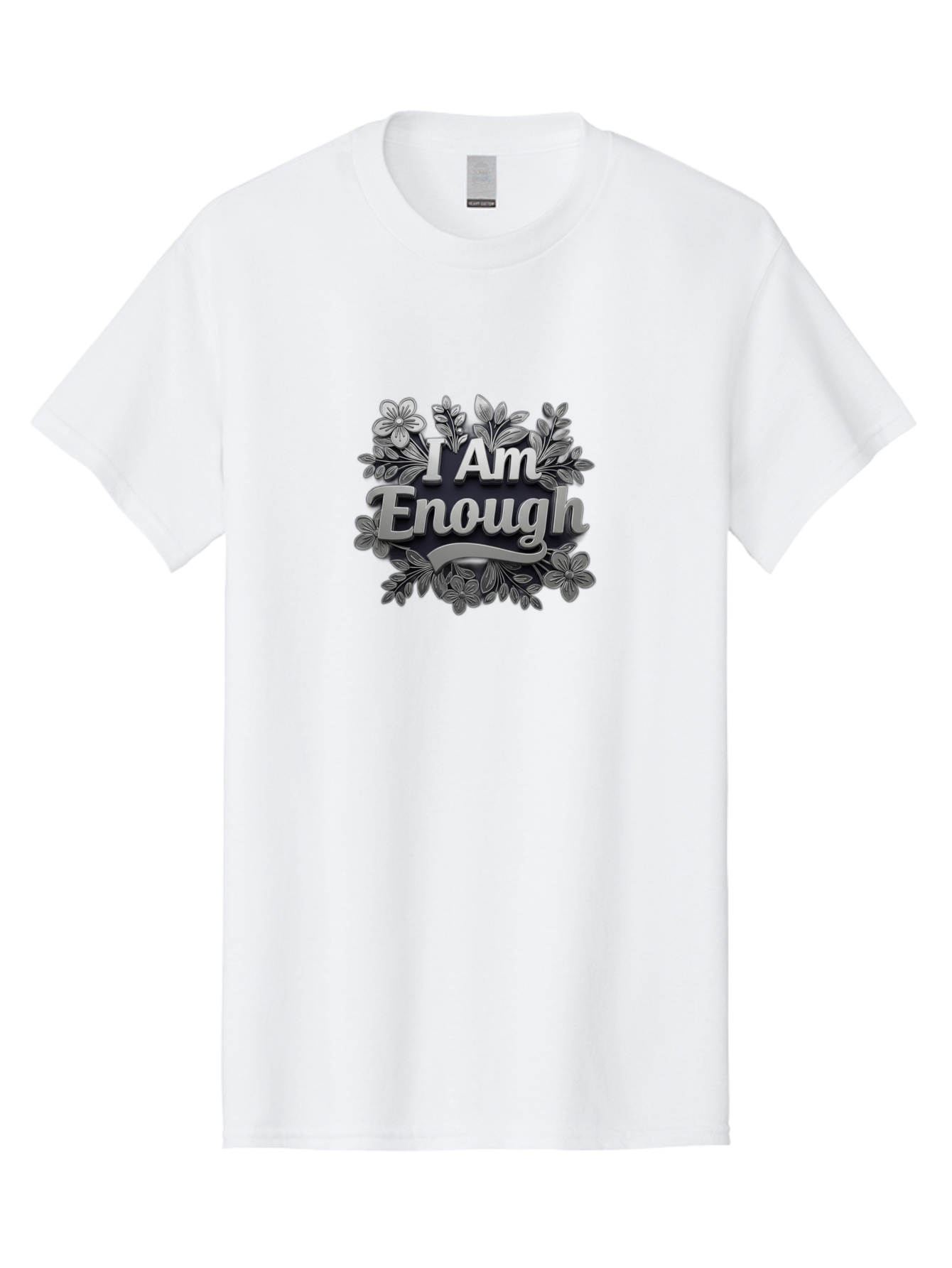 I-Am-Enough-4 Men'S Graphic Tee, 100% Cotton, Comfortable Casual Summer Wear, Machine Washable, Empowerment Quote, Floral Wreath, Inspirational Message, Self-Love Affirmation, Motivational Phrase, Confidence Booster, Positive Words Bae208 3