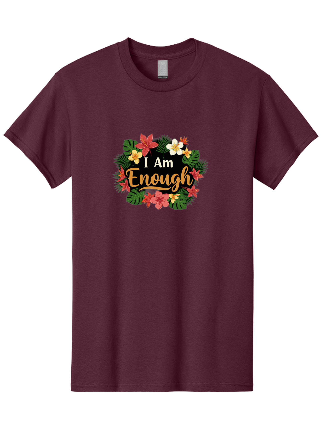 I-Am-Enough-6 Men'S Graphic Tee, 100% Cotton, Comfortable Casual Summer Wear, Machine Washable, Motivational Quote, Floral Wreath, Affirmation, Self-Love, Empowerment, Inspirational Quote, Positive Vibes, Tropical Flowers, Leaves Bae210 14