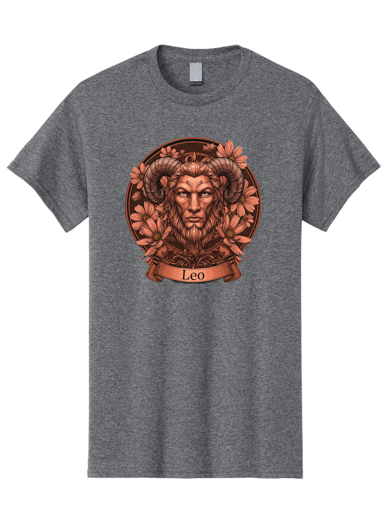 Leo-Zodiac Men'S Graphic Tee, 100% Cotton, Comfortable Casual Summer Wear, Machine Washable, Zodiac Sign, Astrological Symbol, Leo Horoscope, Mythical Creature, Floral Design, Ornate Illustration, Symbolic Representation, Mystical Art, Bae215 8