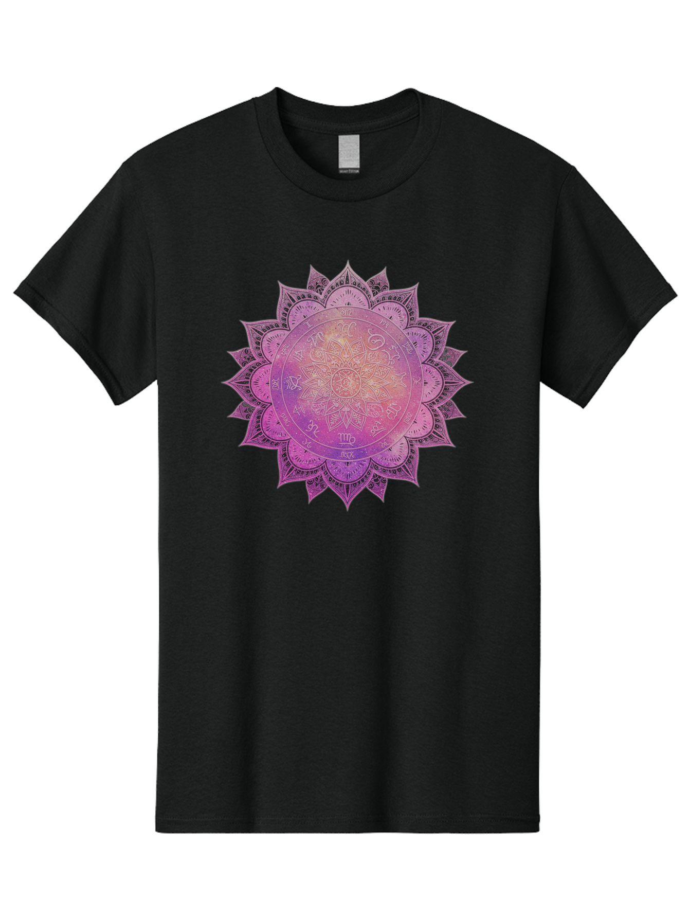 Lotus-Flower-Mandala Men'S Graphic Tee, 100% Cotton, Comfortable Casual Summer Wear, Machine Washable, Sacred Geometry, Spiritual Symbols, Mystical Art, Intricate Patterns, Mandala Design, Purple Hues, Symbolic Representation, Bae223 3