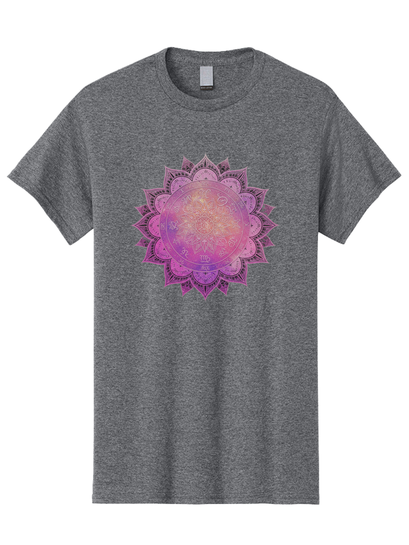 Lotus-Flower-Mandala Men'S Graphic Tee, 100% Cotton, Comfortable Casual Summer Wear, Machine Washable, Sacred Geometry, Spiritual Symbols, Mystical Art, Intricate Patterns, Mandala Design, Purple Hues, Symbolic Representation, Bae223 11