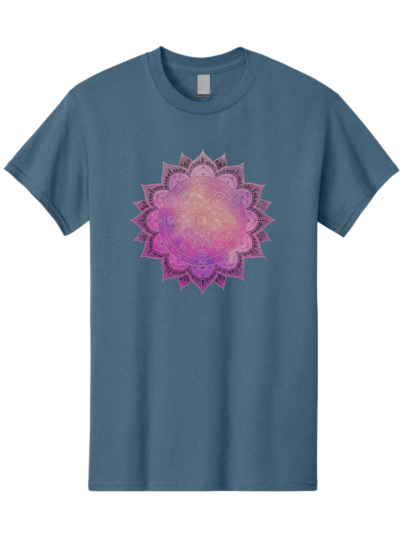 Lotus-Flower-Mandala Men'S Graphic Tee, 100% Cotton, Comfortable Casual Summer Wear, Machine Washable, Sacred Geometry, Spiritual Symbols, Mystical Art, Intricate Patterns, Mandala Design, Purple Hues, Symbolic Representation, Bae223 13