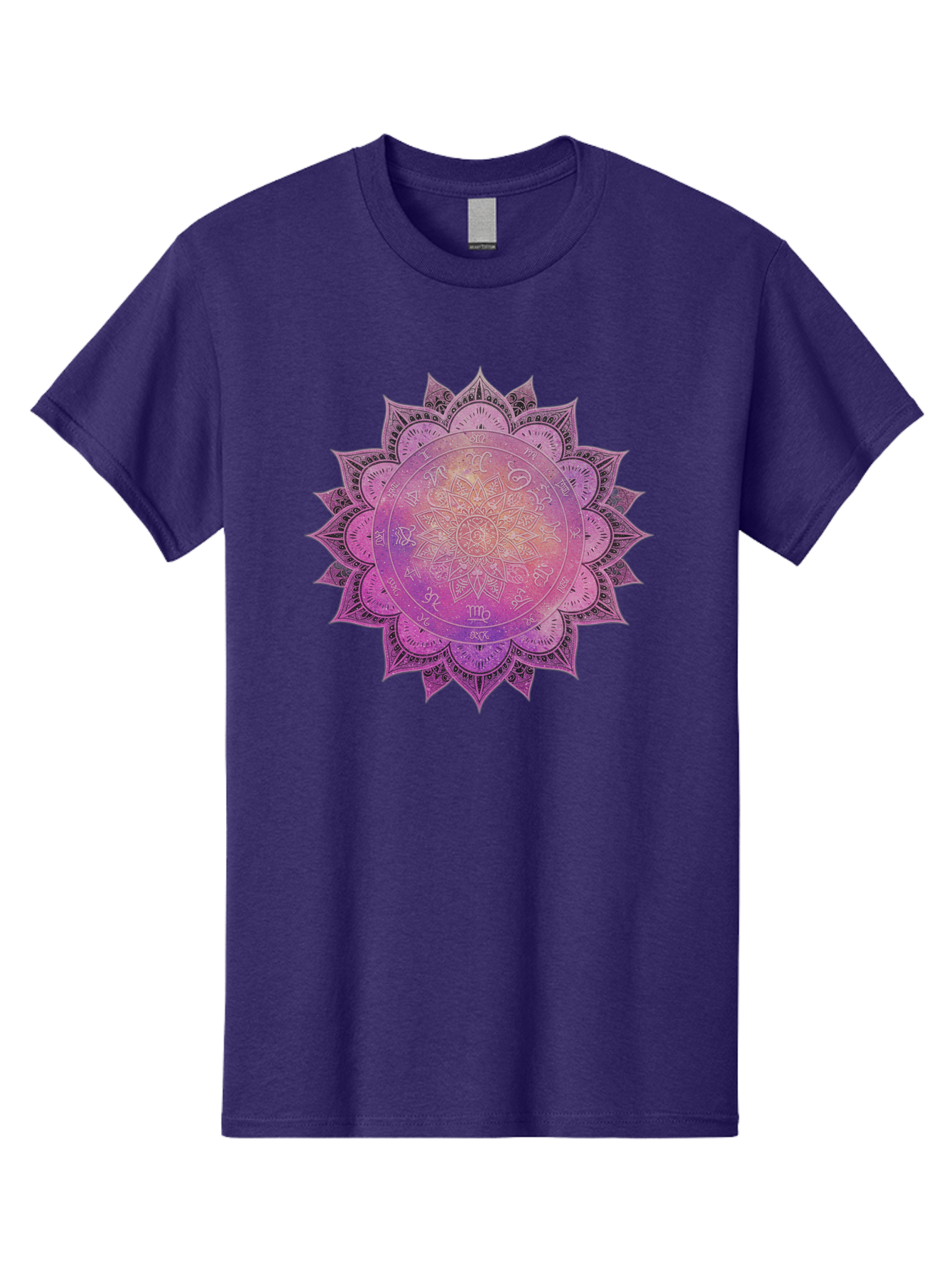 Lotus-Flower-Mandala Men'S Graphic Tee, 100% Cotton, Comfortable Casual Summer Wear, Machine Washable, Sacred Geometry, Spiritual Symbols, Mystical Art, Intricate Patterns, Mandala Design, Purple Hues, Symbolic Representation, Bae223 12