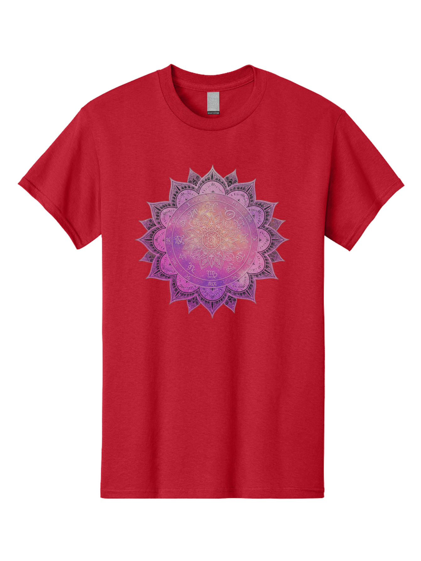 Lotus-Flower-Mandala Men'S Graphic Tee, 100% Cotton, Comfortable Casual Summer Wear, Machine Washable, Sacred Geometry, Spiritual Symbols, Mystical Art, Intricate Patterns, Mandala Design, Purple Hues, Symbolic Representation, Bae223 6
