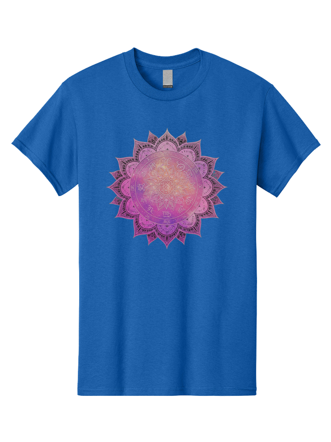 Lotus-Flower-Mandala Men'S Graphic Tee, 100% Cotton, Comfortable Casual Summer Wear, Machine Washable, Sacred Geometry, Spiritual Symbols, Mystical Art, Intricate Patterns, Mandala Design, Purple Hues, Symbolic Representation, Bae223 5