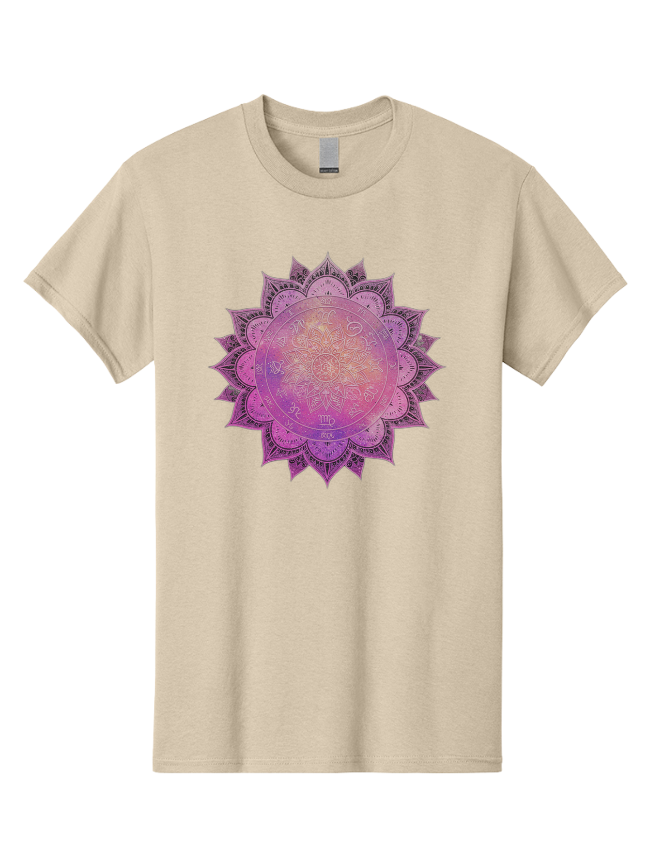 Lotus-Flower-Mandala Men'S Graphic Tee, 100% Cotton, Comfortable Casual Summer Wear, Machine Washable, Sacred Geometry, Spiritual Symbols, Mystical Art, Intricate Patterns, Mandala Design, Purple Hues, Symbolic Representation, Bae223 4