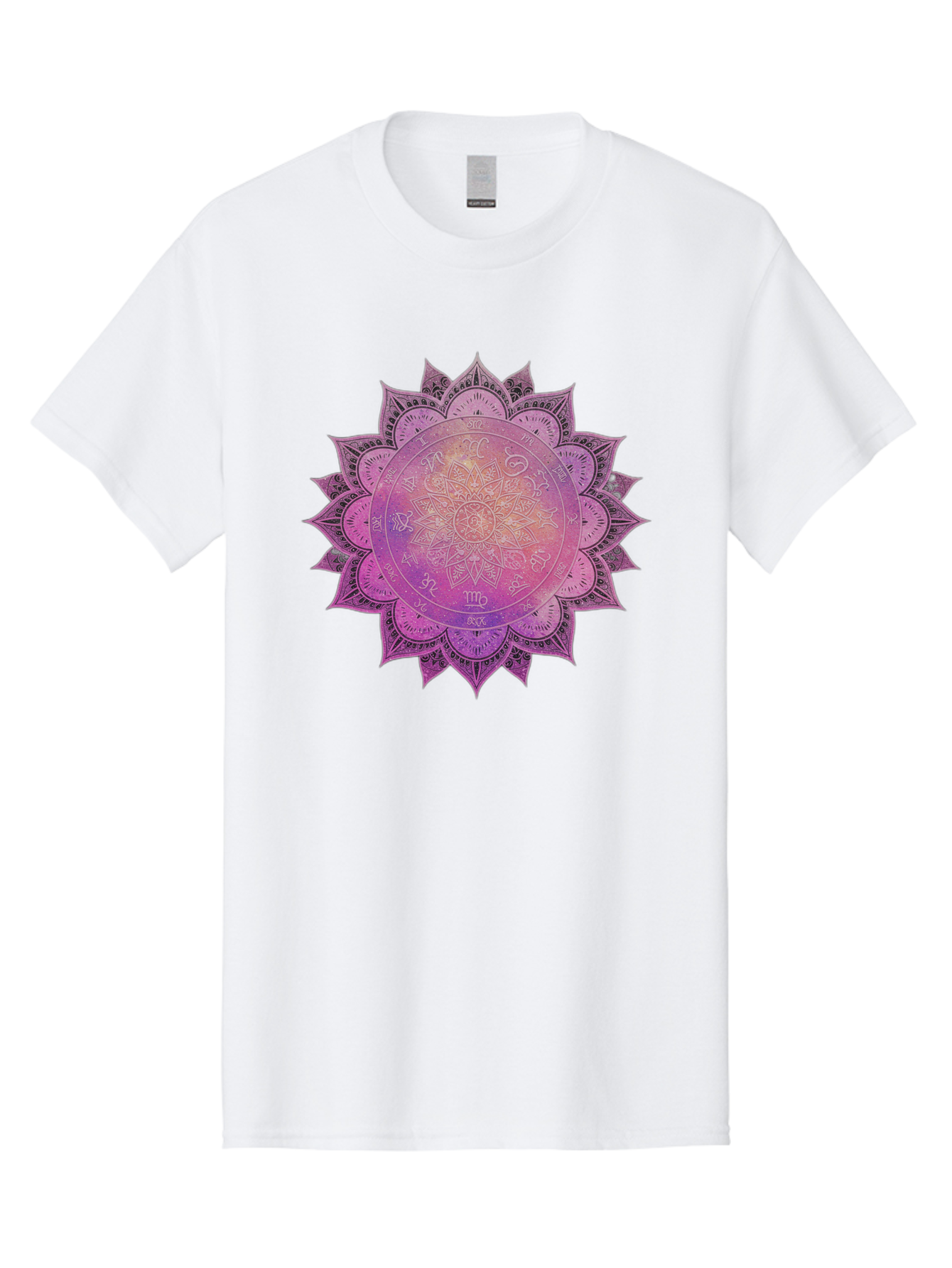 Lotus-Flower-Mandala Men'S Graphic Tee, 100% Cotton, Comfortable Casual Summer Wear, Machine Washable, Sacred Geometry, Spiritual Symbols, Mystical Art, Intricate Patterns, Mandala Design, Purple Hues, Symbolic Representation, Bae223 8