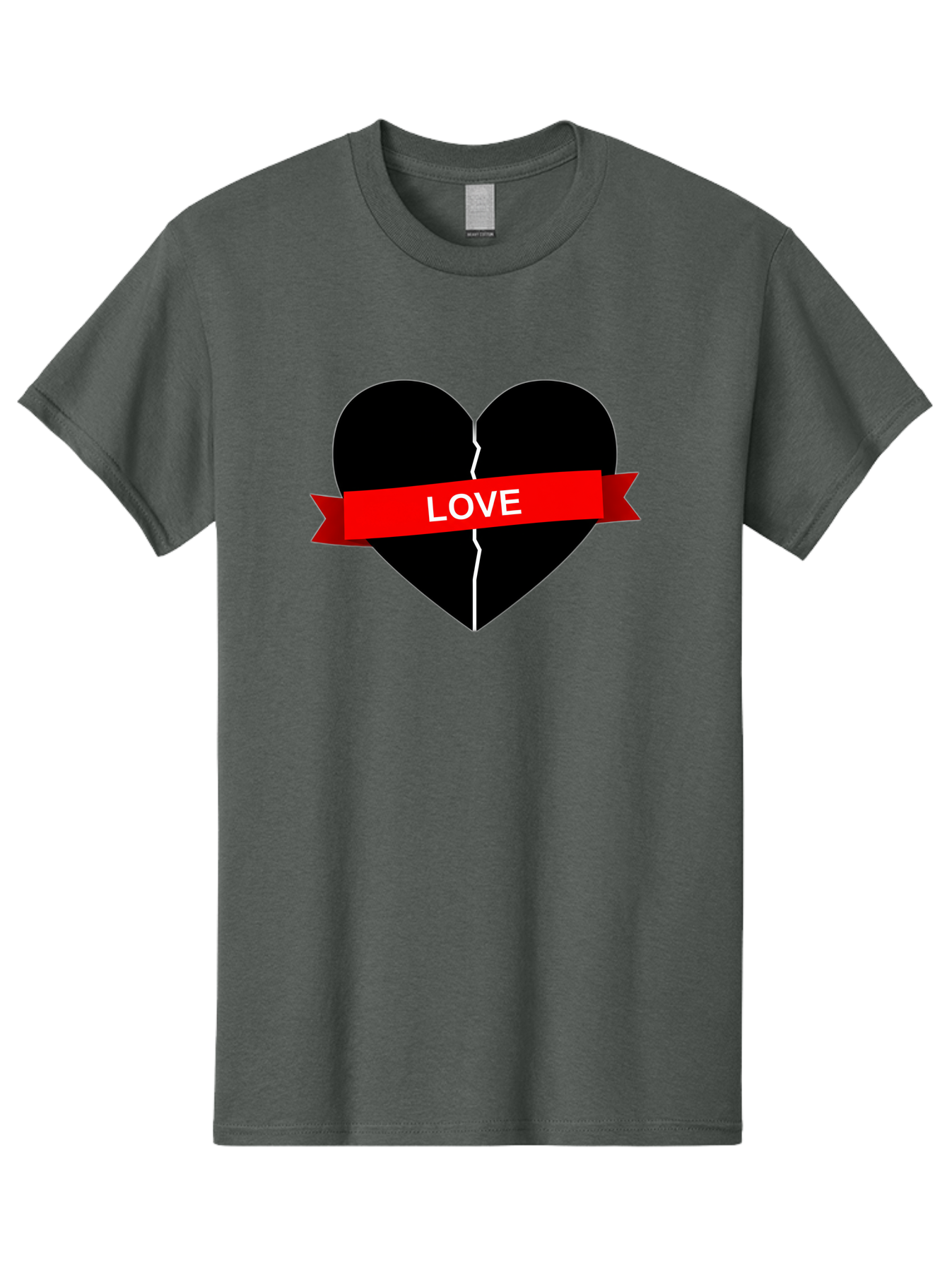 Love-Broken-Heart Men'S Graphic Tee, 100% Cotton, Comfortable Casual Summer Wear, Machine Washable, Broken Heart, Heartbreak, Love Symbol, Red Ribbon, White Text, Split Heart, Cracked Heart, Heart Illustration, Heart Graphic, Torn Love Bae224 10