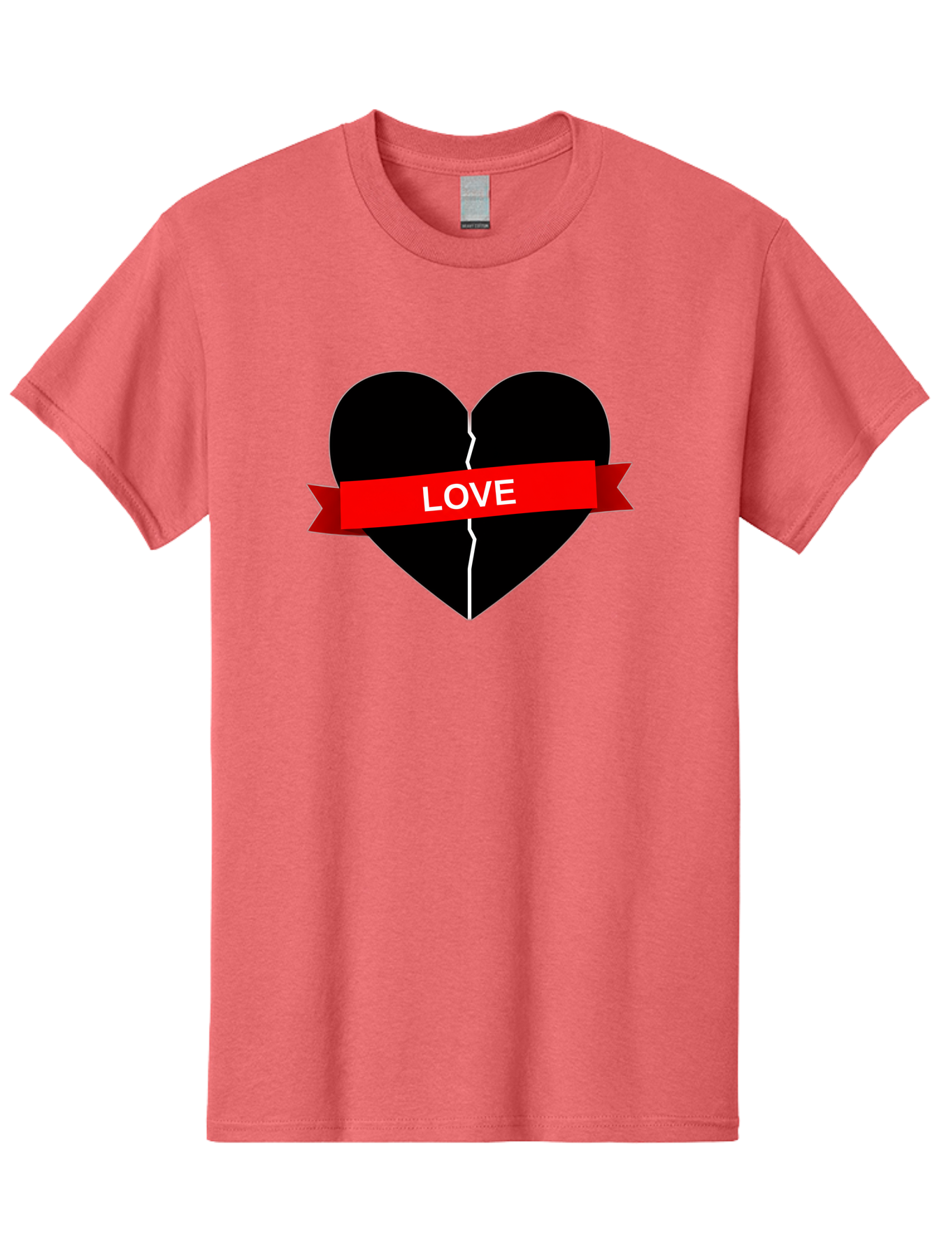 Love-Broken-Heart Men'S Graphic Tee, 100% Cotton, Comfortable Casual Summer Wear, Machine Washable, Broken Heart, Heartbreak, Love Symbol, Red Ribbon, White Text, Split Heart, Cracked Heart, Heart Illustration, Heart Graphic, Torn Love Bae224 1