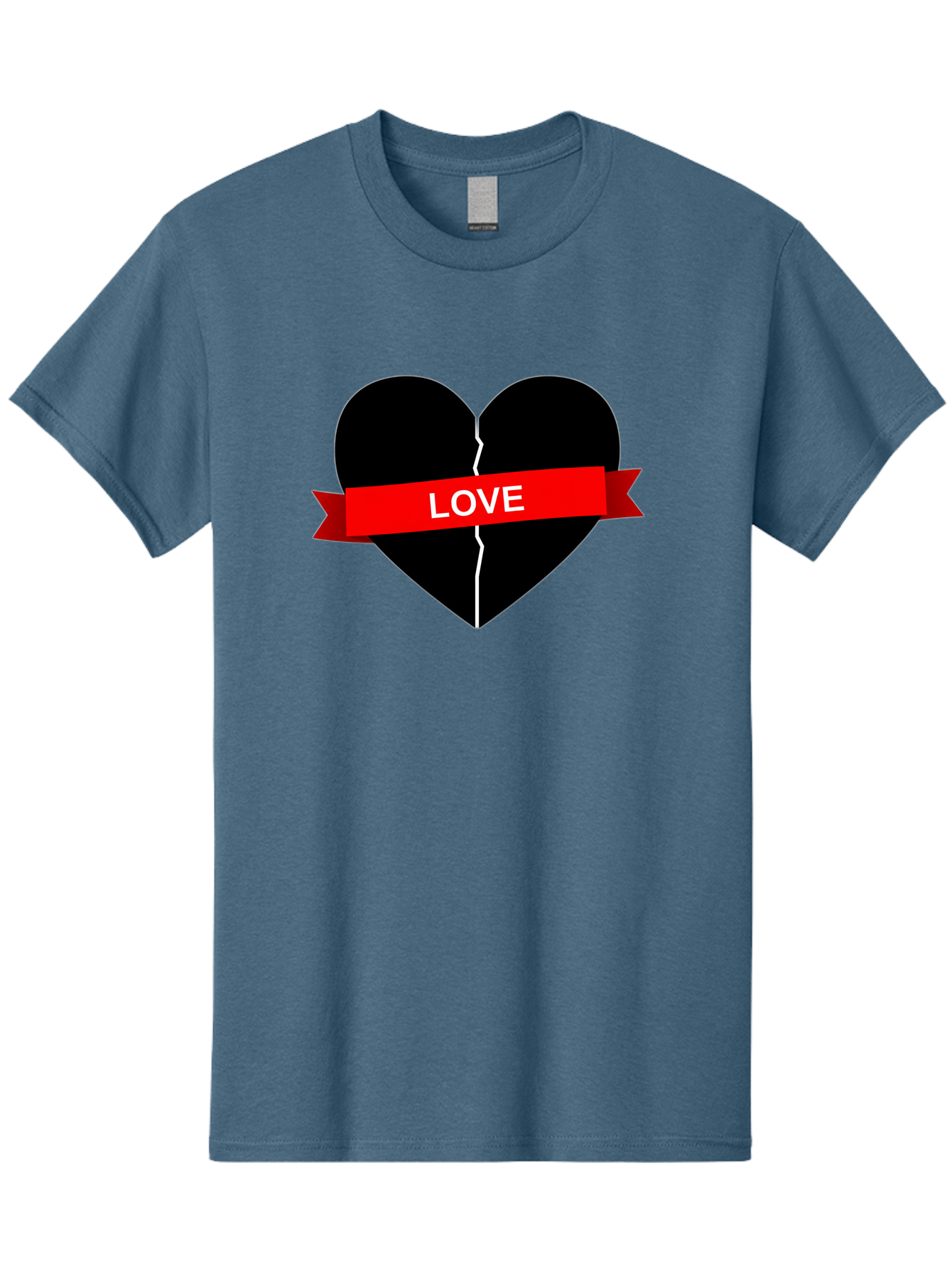 Love-Broken-Heart Men'S Graphic Tee, 100% Cotton, Comfortable Casual Summer Wear, Machine Washable, Broken Heart, Heartbreak, Love Symbol, Red Ribbon, White Text, Split Heart, Cracked Heart, Heart Illustration, Heart Graphic, Torn Love Bae224 9