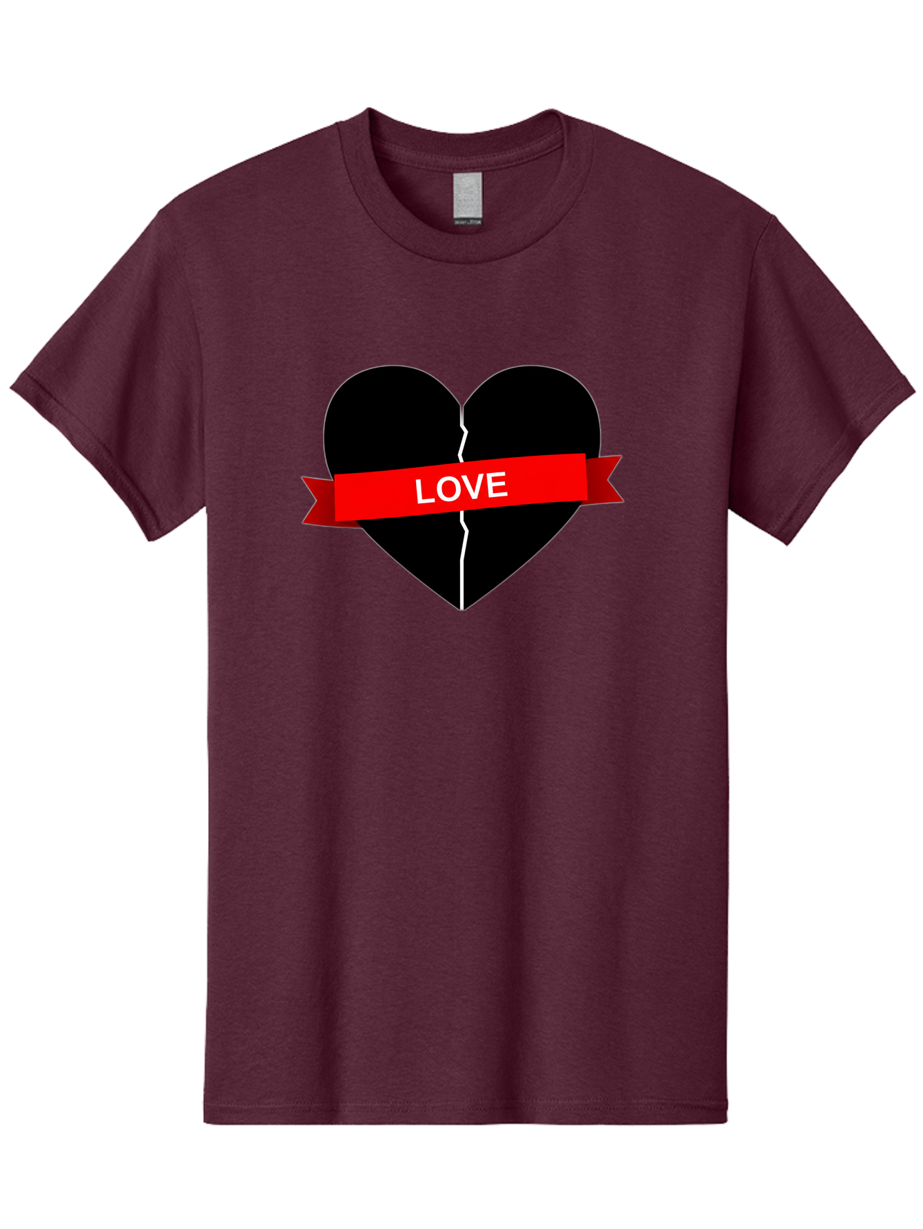 Love-Broken-Heart Men'S Graphic Tee, 100% Cotton, Comfortable Casual Summer Wear, Machine Washable, Broken Heart, Heartbreak, Love Symbol, Red Ribbon, White Text, Split Heart, Cracked Heart, Heart Illustration, Heart Graphic, Torn Love Bae224 7