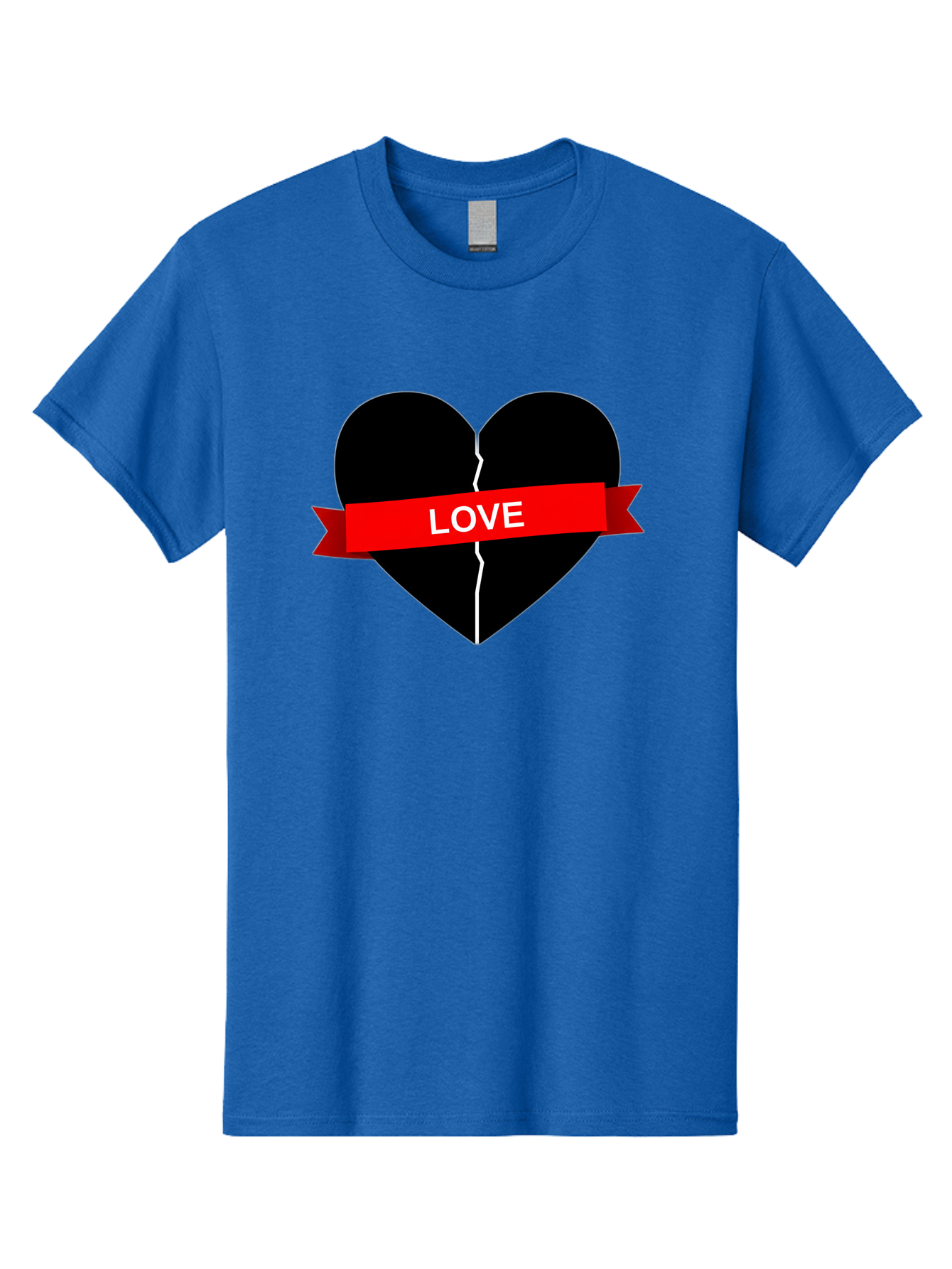 Love-Broken-Heart Men'S Graphic Tee, 100% Cotton, Comfortable Casual Summer Wear, Machine Washable, Broken Heart, Heartbreak, Love Symbol, Red Ribbon, White Text, Split Heart, Cracked Heart, Heart Illustration, Heart Graphic, Torn Love Bae224 5