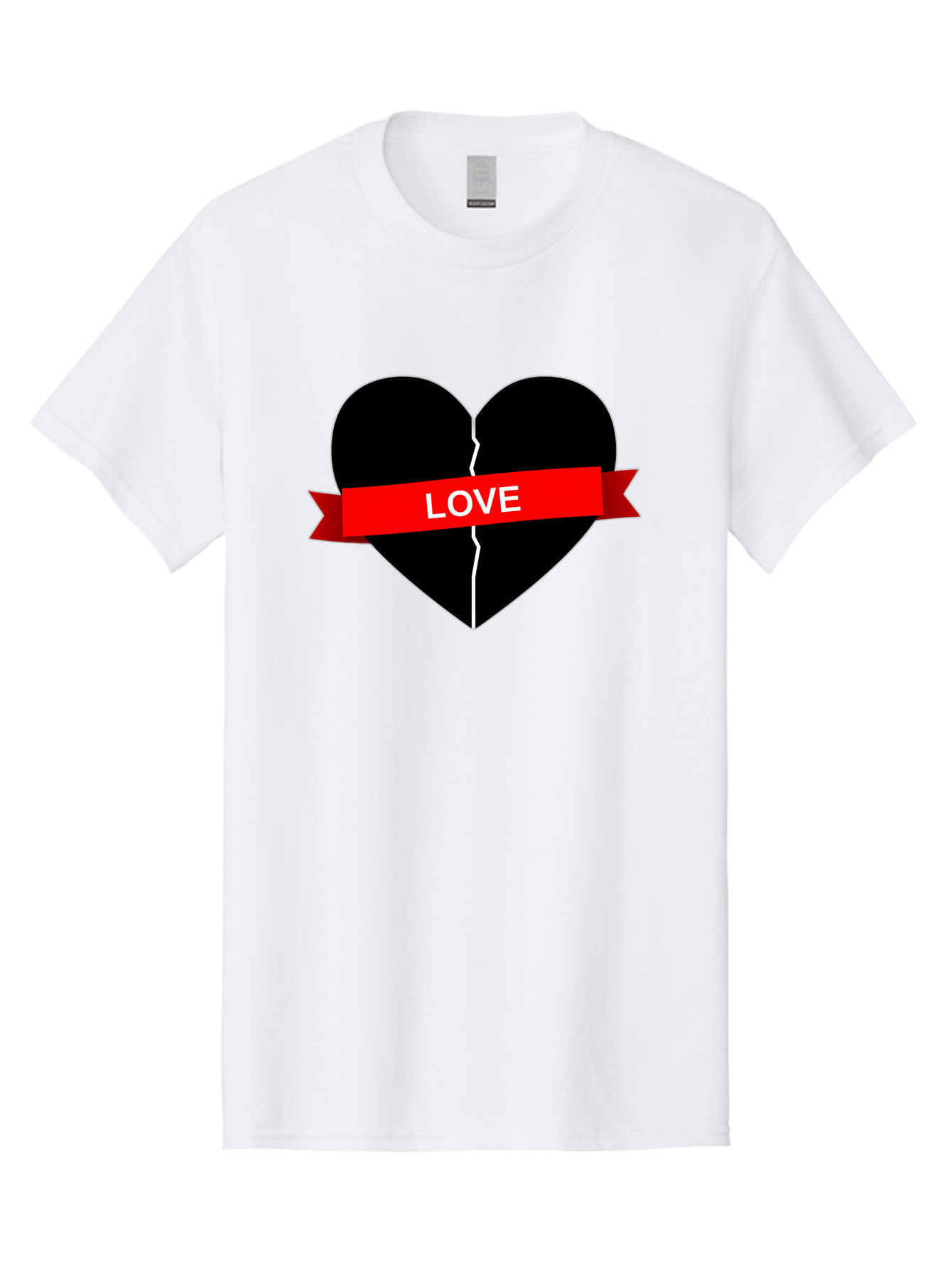Love-Broken-Heart Men'S Graphic Tee, 100% Cotton, Comfortable Casual Summer Wear, Machine Washable, Broken Heart, Heartbreak, Love Symbol, Red Ribbon, White Text, Split Heart, Cracked Heart, Heart Illustration, Heart Graphic, Torn Love Bae224 4