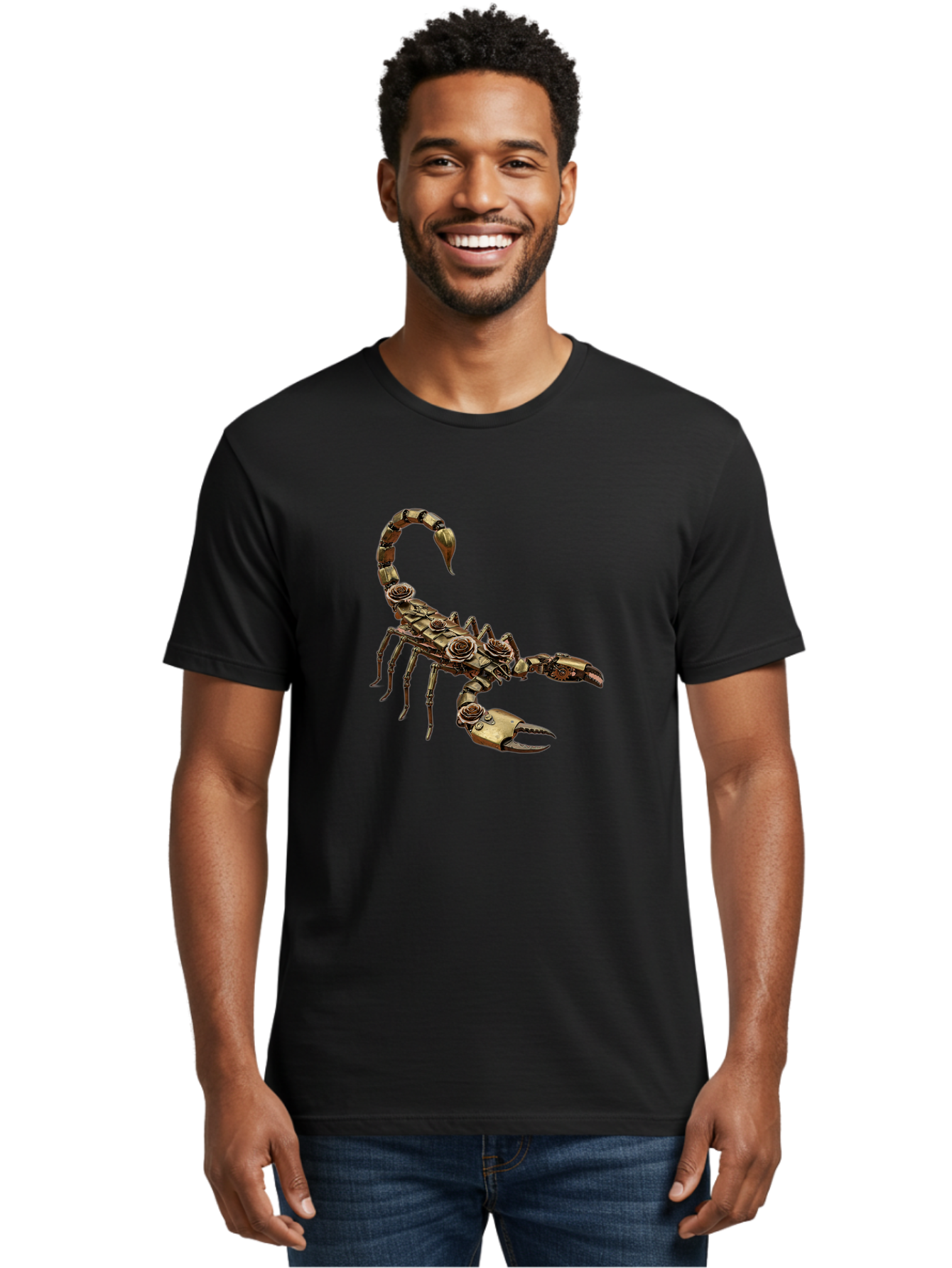 Mechanical-Scorpion Men'S Graphic Tee, 100% Cotton, Comfortable Casual Summer Wear, Machine Washable, Metallic Scorpion, Robotic Creature, Mechanical Arachnid, Futuristic Design, Steampunk Insect, Science Fiction Art, Robotic Exoskeleton, Bae229 24