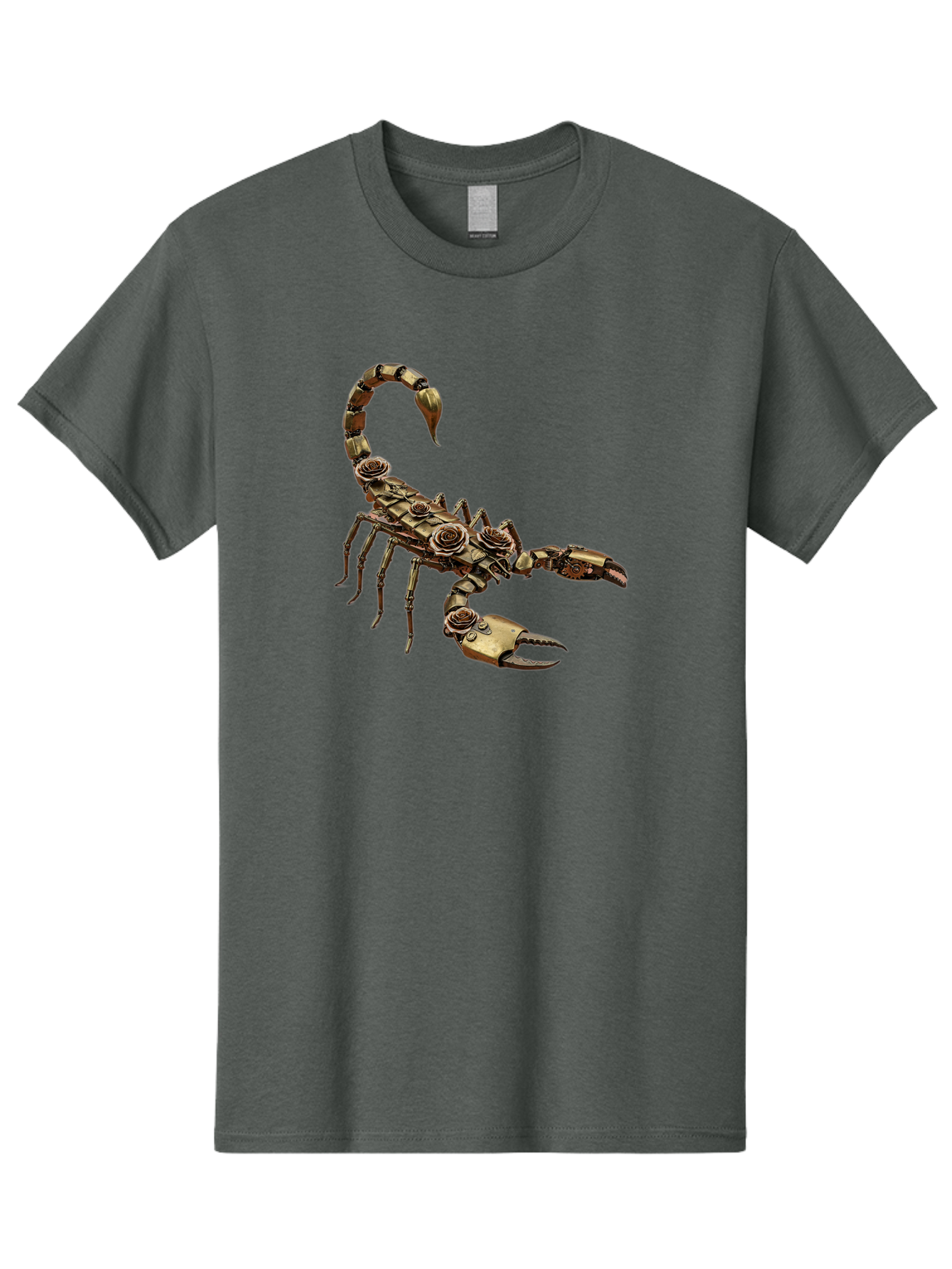 Mechanical-Scorpion Men'S Graphic Tee, 100% Cotton, Comfortable Casual Summer Wear, Machine Washable, Metallic Scorpion, Robotic Creature, Mechanical Arachnid, Futuristic Design, Steampunk Insect, Science Fiction Art, Robotic Exoskeleton, Bae229 7