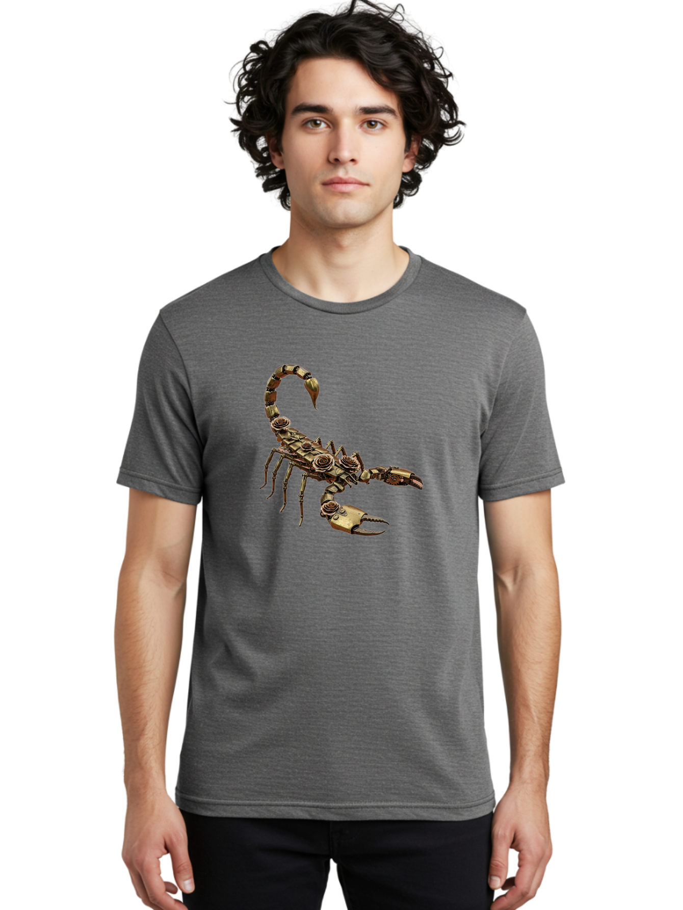 Mechanical-Scorpion Men'S Graphic Tee, 100% Cotton, Comfortable Casual Summer Wear, Machine Washable, Metallic Scorpion, Robotic Creature, Mechanical Arachnid, Futuristic Design, Steampunk Insect, Science Fiction Art, Robotic Exoskeleton, Bae229 21