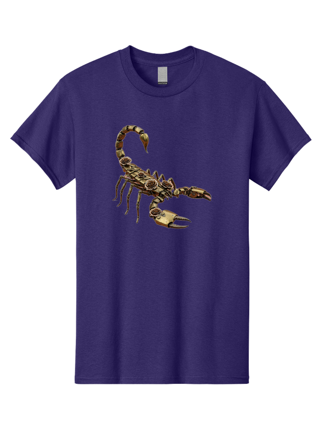 Mechanical-Scorpion Men'S Graphic Tee, 100% Cotton, Comfortable Casual Summer Wear, Machine Washable, Metallic Scorpion, Robotic Creature, Mechanical Arachnid, Futuristic Design, Steampunk Insect, Science Fiction Art, Robotic Exoskeleton, Bae229 3