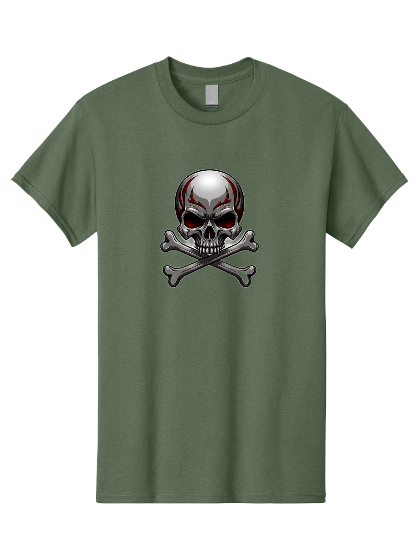Metal-Skull Men'S Graphic Tee, 100% Cotton, Comfortable Casual Summer Wear, Machine Washable, Skull And Crossbones, Silver Skull, Red Flames, Danger Symbol, Warning Sign, Halloween Theme, Gothic Design, Bold Graphics, Edgy Art Bae230 1