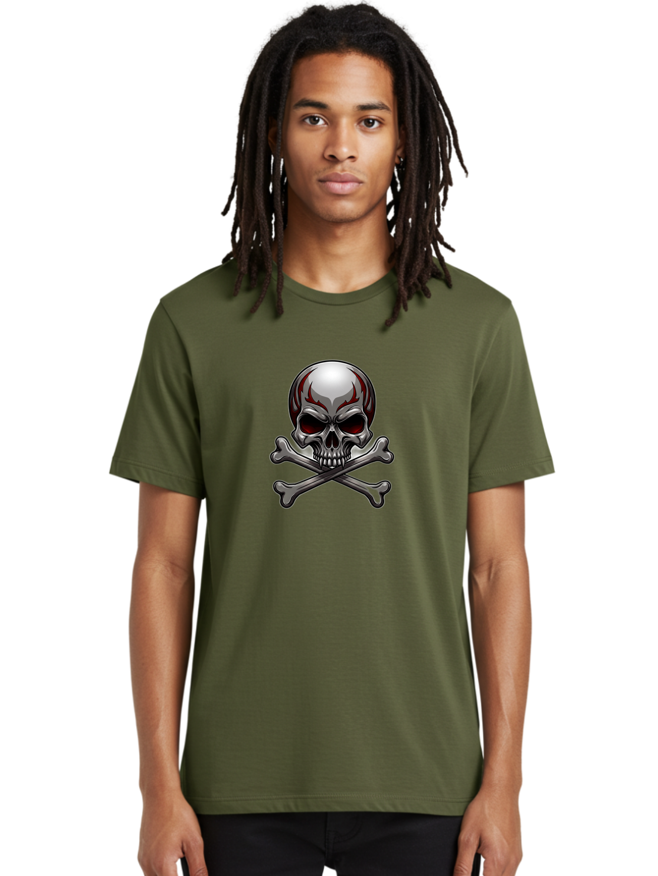 Metal-Skull Men'S Graphic Tee, 100% Cotton, Comfortable Casual Summer Wear, Machine Washable, Skull And Crossbones, Silver Skull, Red Flames, Danger Symbol, Warning Sign, Halloween Theme, Gothic Design, Bold Graphics, Edgy Art Bae230 16