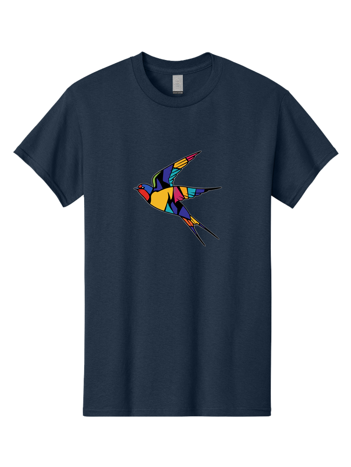 Multicolored-Bird Men'S Graphic Tee, 100% Cotton, Comfortable Casual Summer Wear, Machine Washable, Colorful Bird In Flight, Vibrant Bird Illustration, Geometric Bird Design, Multicolored Swallow, Bird In Mid-Air, Abstract Bird Art, Bae232 10