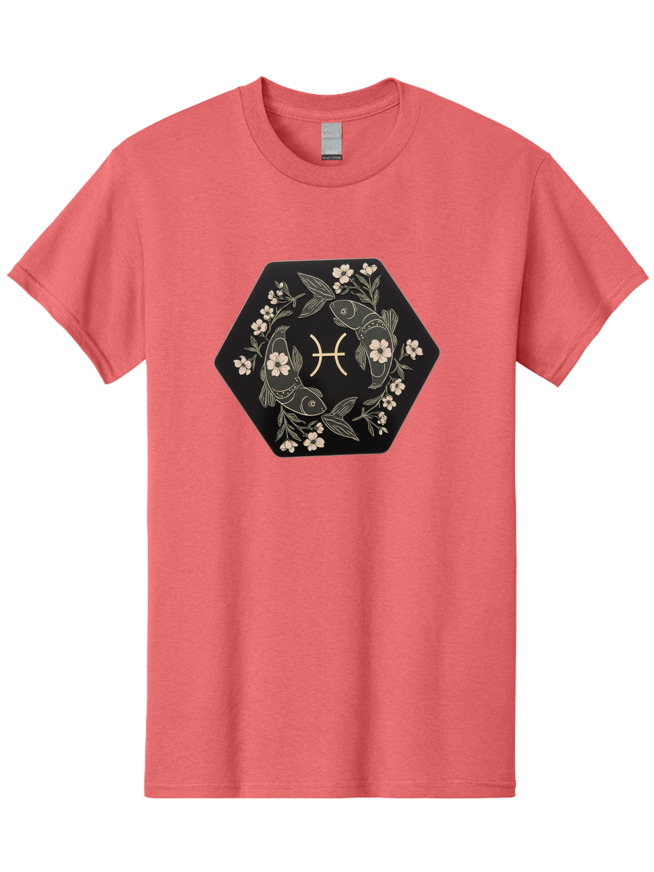 Pisces-Zodiac-Symbol Men'S Graphic Tee, 100% Cotton, Comfortable Casual Summer Wear, Machine Washable, Pisces Zodiac Symbol, Fish Illustration, Floral Wreath, Astrology Sign, Horoscope, Mystical Design, Esoteric Art, Spiritual Symbolism, Bae240 6
