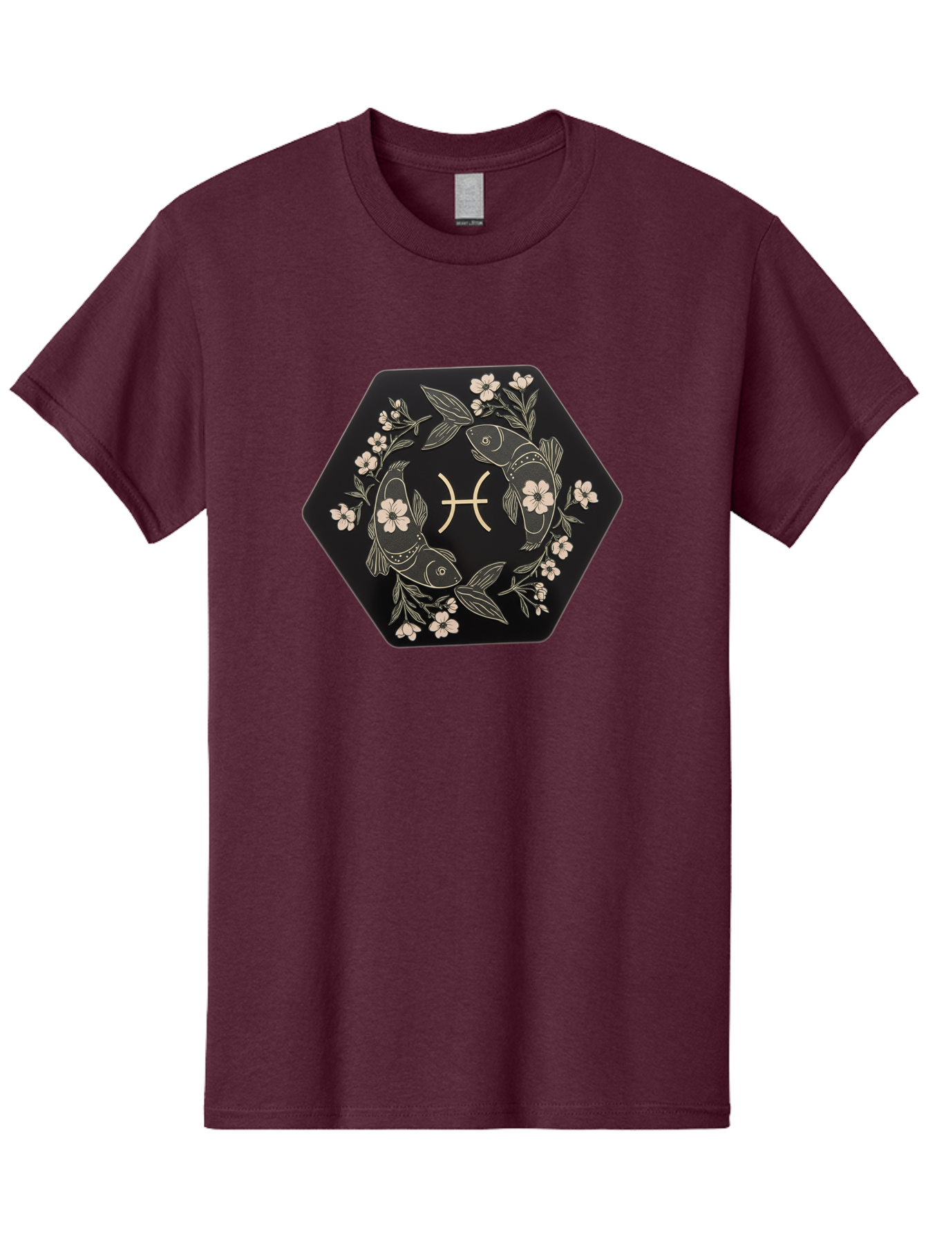 Pisces-Zodiac-Symbol Men'S Graphic Tee, 100% Cotton, Comfortable Casual Summer Wear, Machine Washable, Pisces Zodiac Symbol, Fish Illustration, Floral Wreath, Astrology Sign, Horoscope, Mystical Design, Esoteric Art, Spiritual Symbolism, Bae240 8