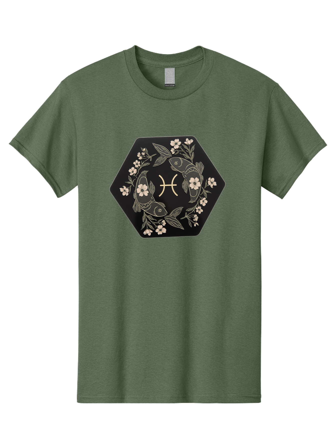 Pisces-Zodiac-Symbol Men'S Graphic Tee, 100% Cotton, Comfortable Casual Summer Wear, Machine Washable, Pisces Zodiac Symbol, Fish Illustration, Floral Wreath, Astrology Sign, Horoscope, Mystical Design, Esoteric Art, Spiritual Symbolism, Bae240 5