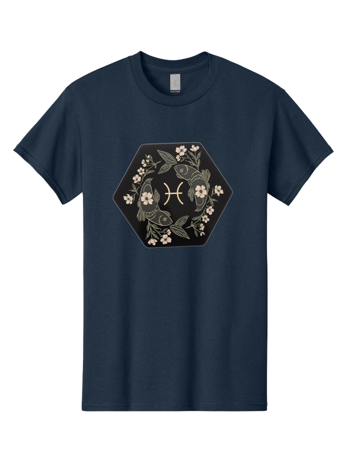 Pisces-Zodiac-Symbol Men'S Graphic Tee, 100% Cotton, Comfortable Casual Summer Wear, Machine Washable, Pisces Zodiac Symbol, Fish Illustration, Floral Wreath, Astrology Sign, Horoscope, Mystical Design, Esoteric Art, Spiritual Symbolism, Bae240 3