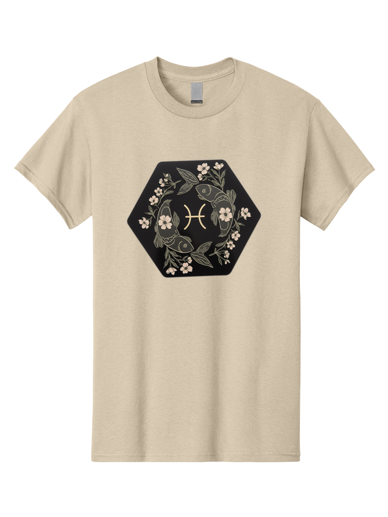 Pisces-Zodiac-Symbol Men'S Graphic Tee, 100% Cotton, Comfortable Casual Summer Wear, Machine Washable, Pisces Zodiac Symbol, Fish Illustration, Floral Wreath, Astrology Sign, Horoscope, Mystical Design, Esoteric Art, Spiritual Symbolism, Bae240 9